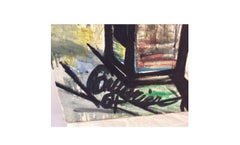 Mid-20th Century Modernist French Oil Painting of a Church