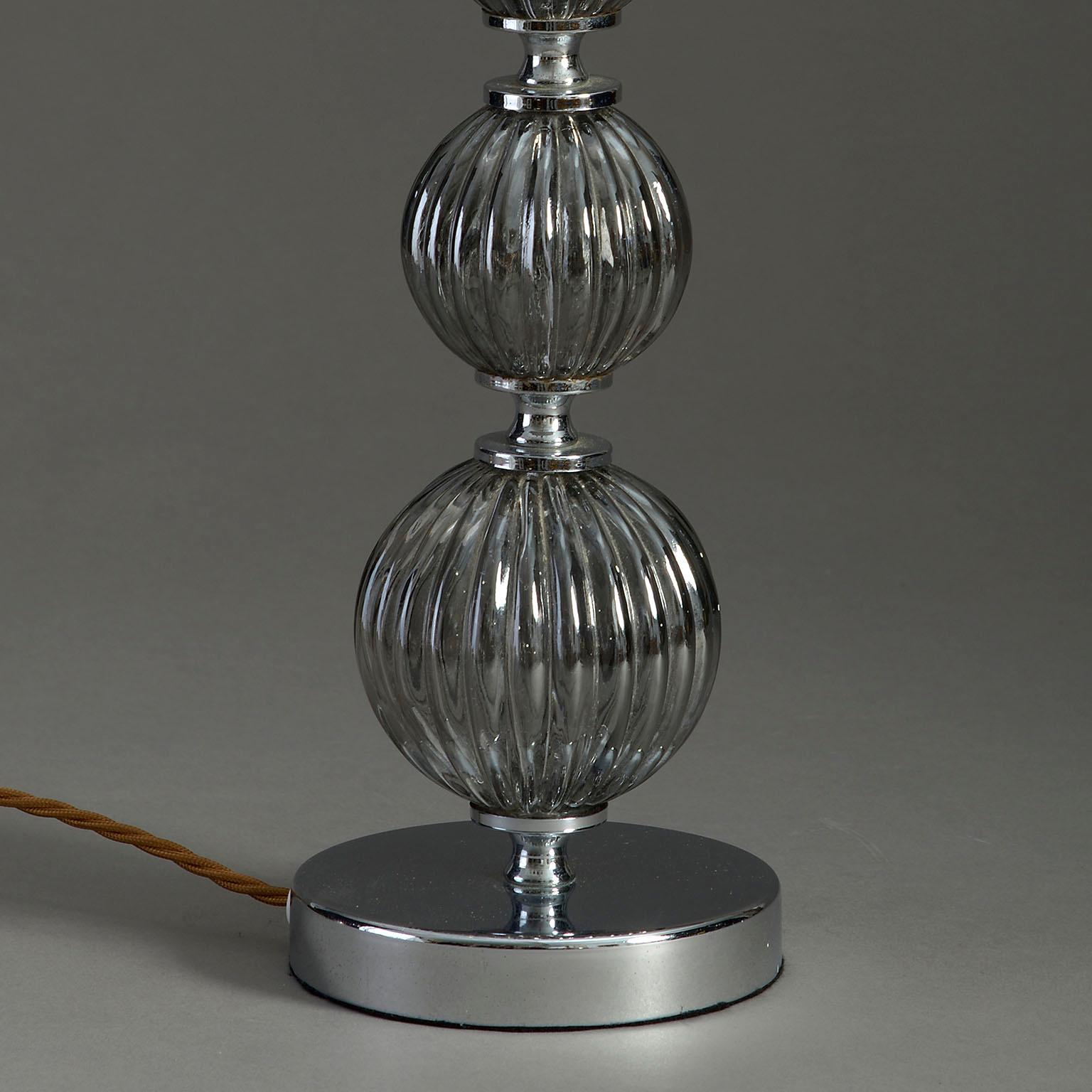 Futurist Mid-20th Century Modernist Glass & Chrome Table Lamp For Sale