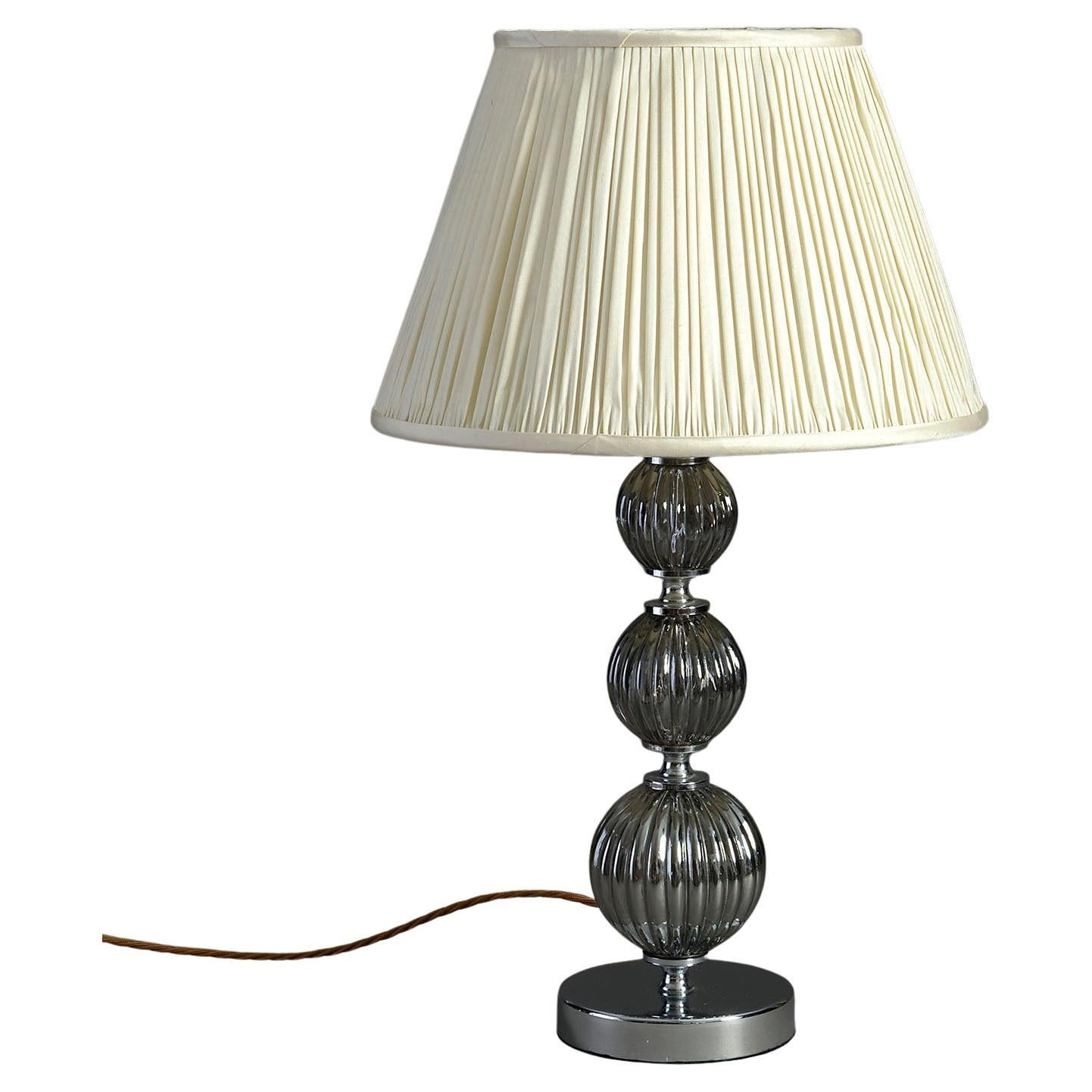 Mid-20th Century Modernist Glass & Chrome Table Lamp