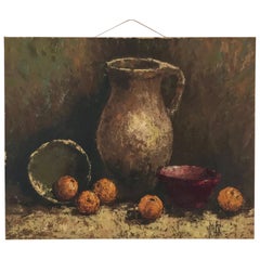 Mid-20th Century Modernist Oil on Canvas Still Life