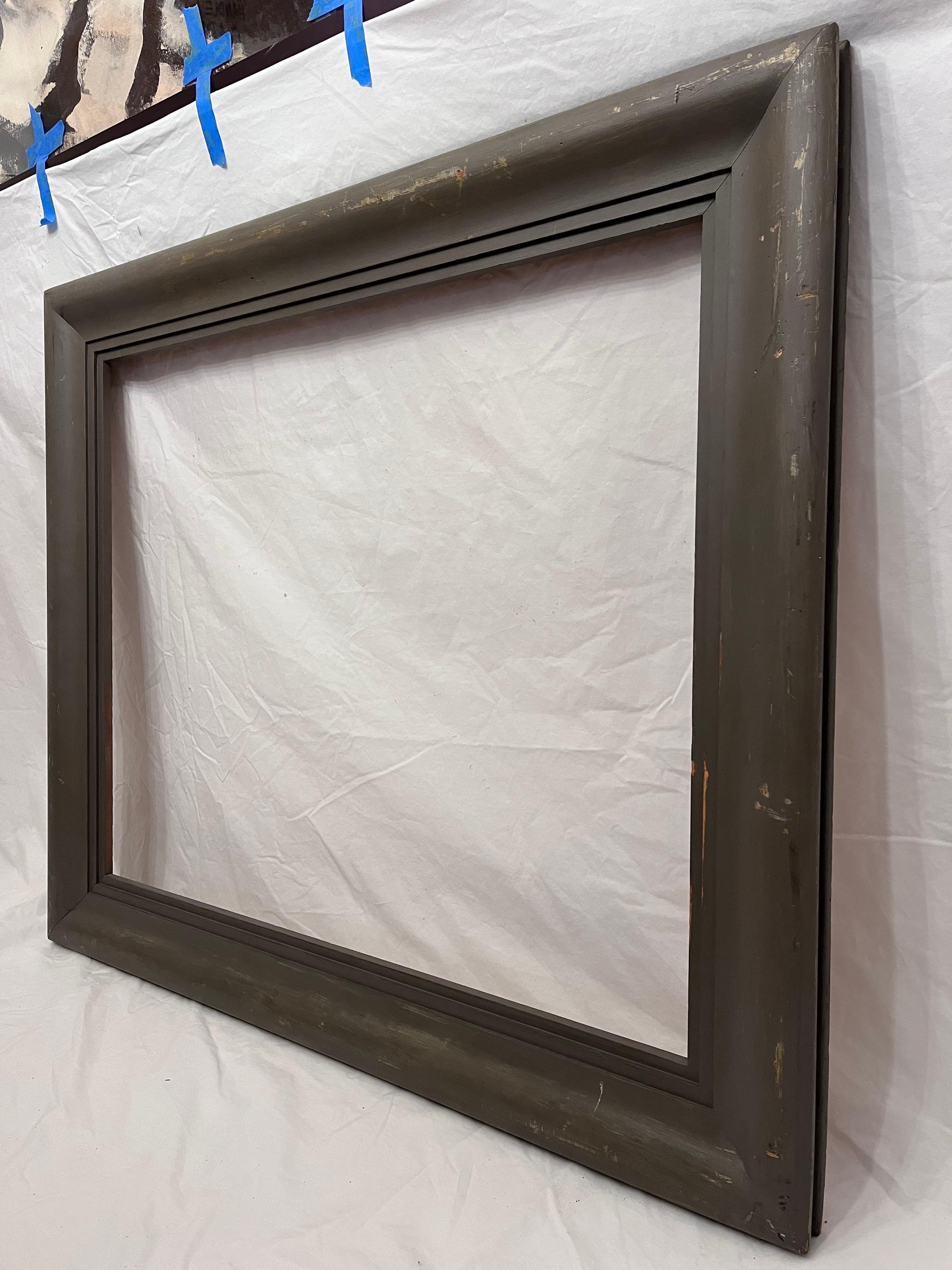 Mid 20th Century Modernist Style Grey Paint Finished Picture Frame 32 x 26 In Good Condition For Sale In Atlanta, GA