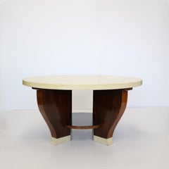 Modernistischer zweistöckiger Cocktail-Tisch aus der Mitte des 20. Jahrhunderts mit Pergamentplatte