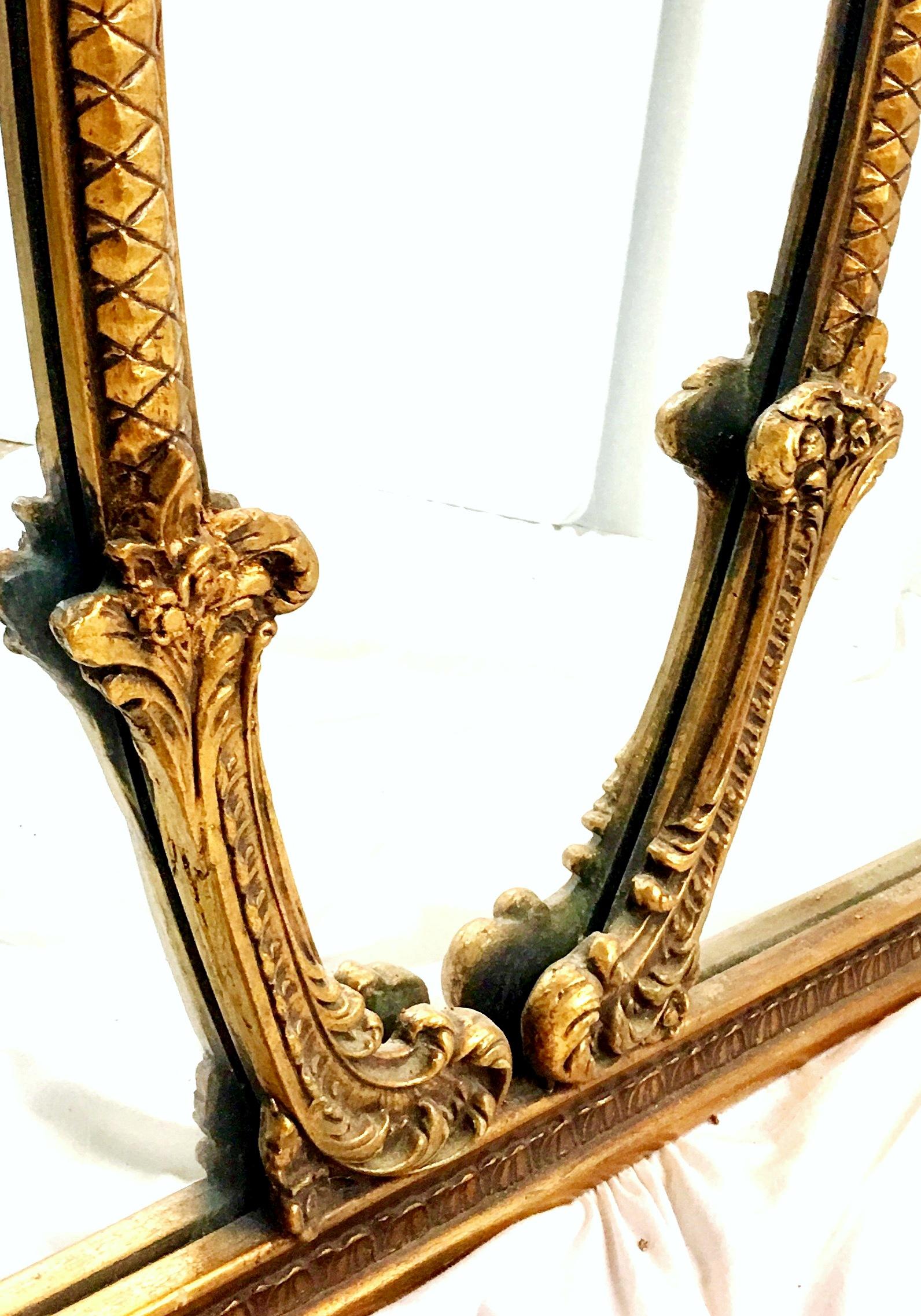 Mid-20th Century Monumental French Style Carved Gilt Wood Triptych Wall Mirror 6
