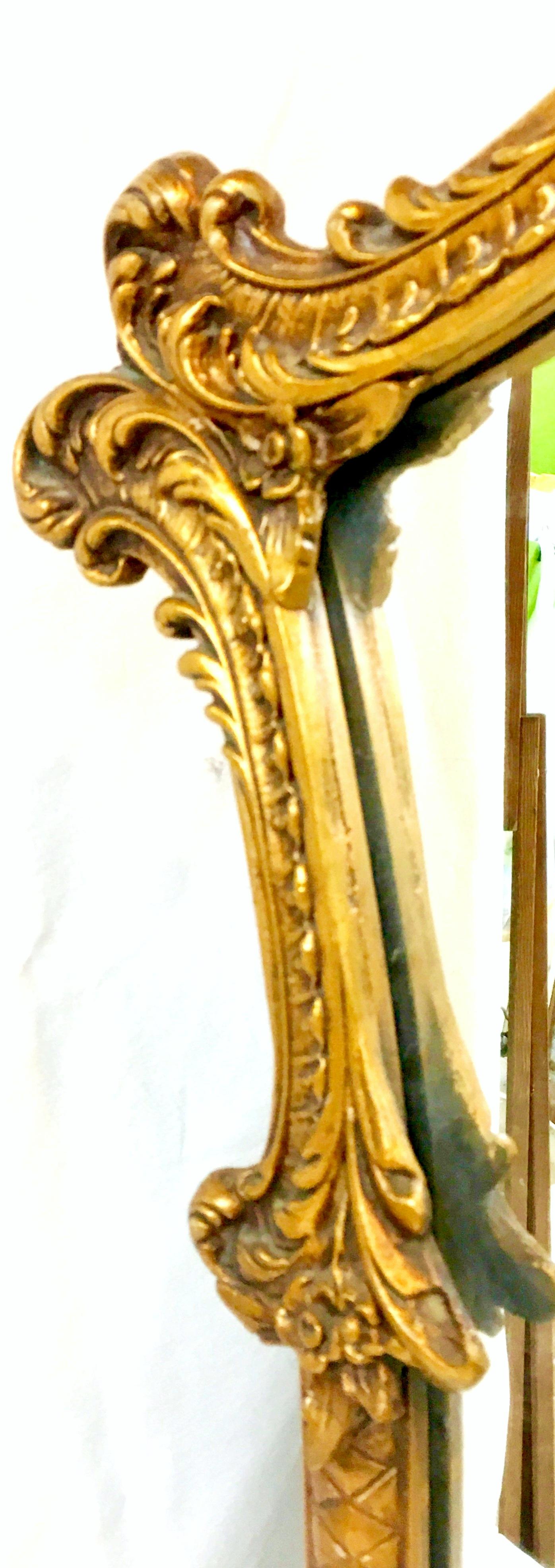 Mid-20th Century Monumental French Style Carved Gilt Wood Triptych Wall Mirror 4