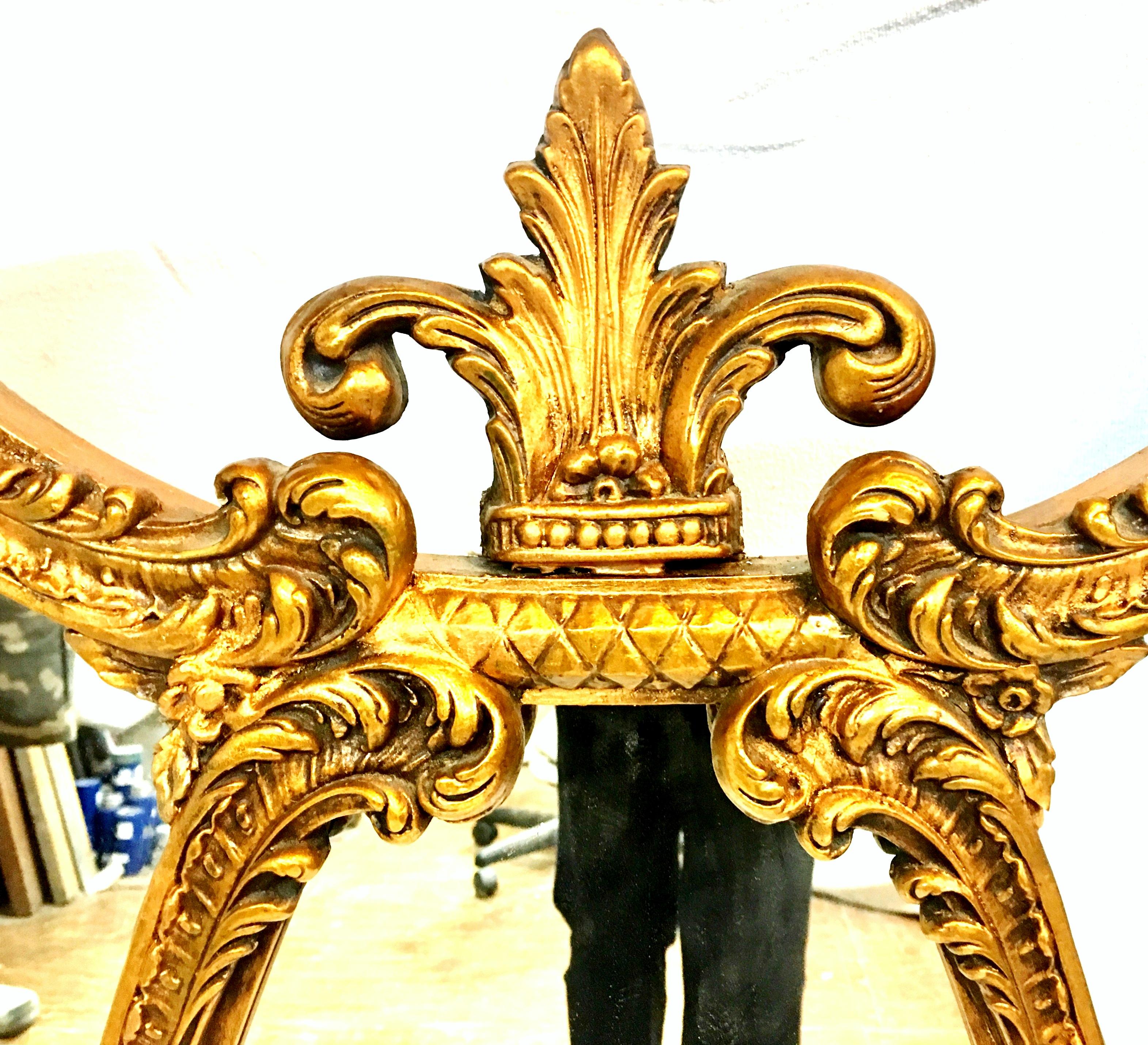 Mid-20th Century Monumental French Style Carved Gilt Wood Triptych Wall Mirror 5