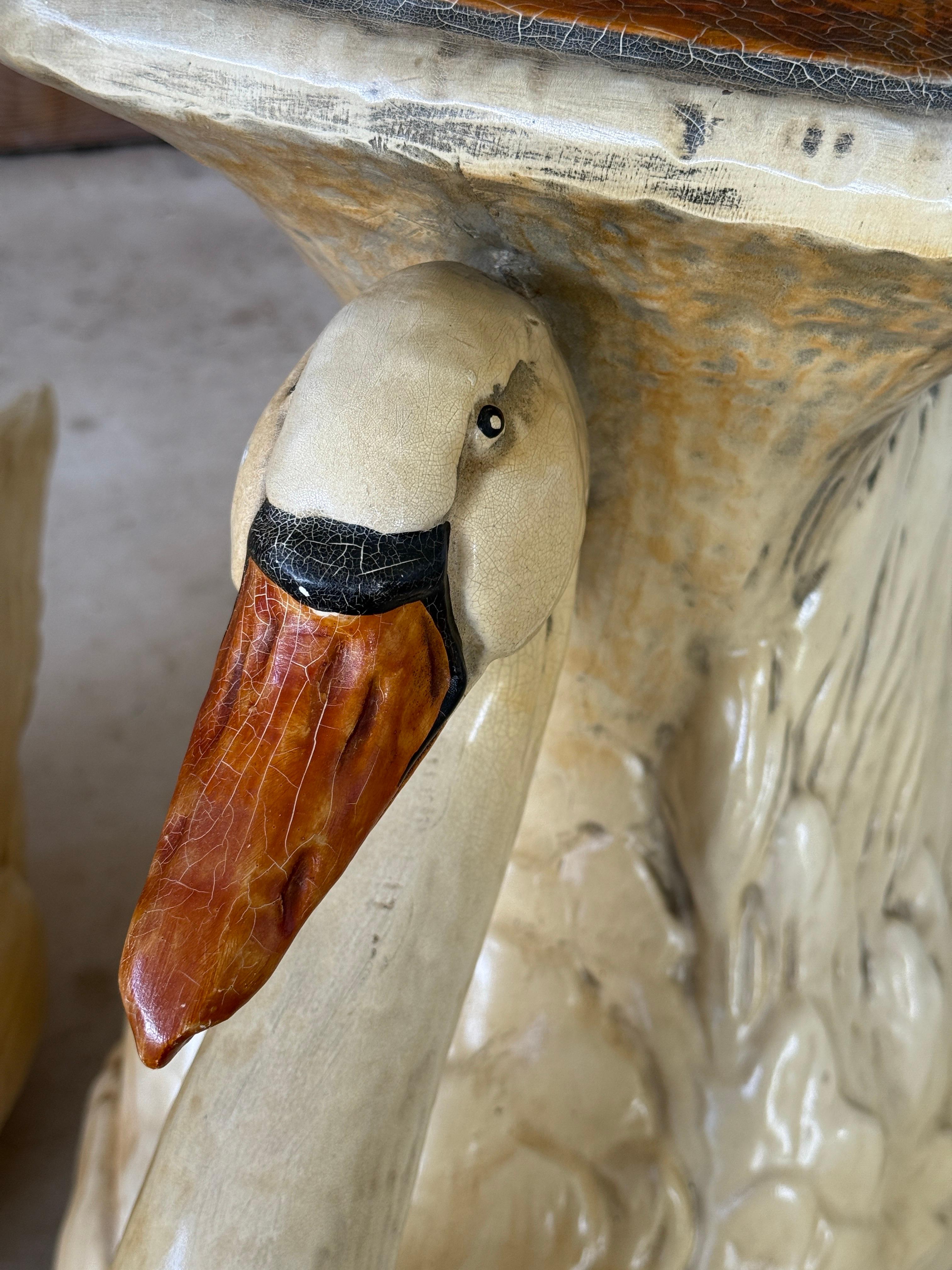 Mid-20th Century Monumental Cast Resin Swan Side Tables or Sculptures For Sale 6