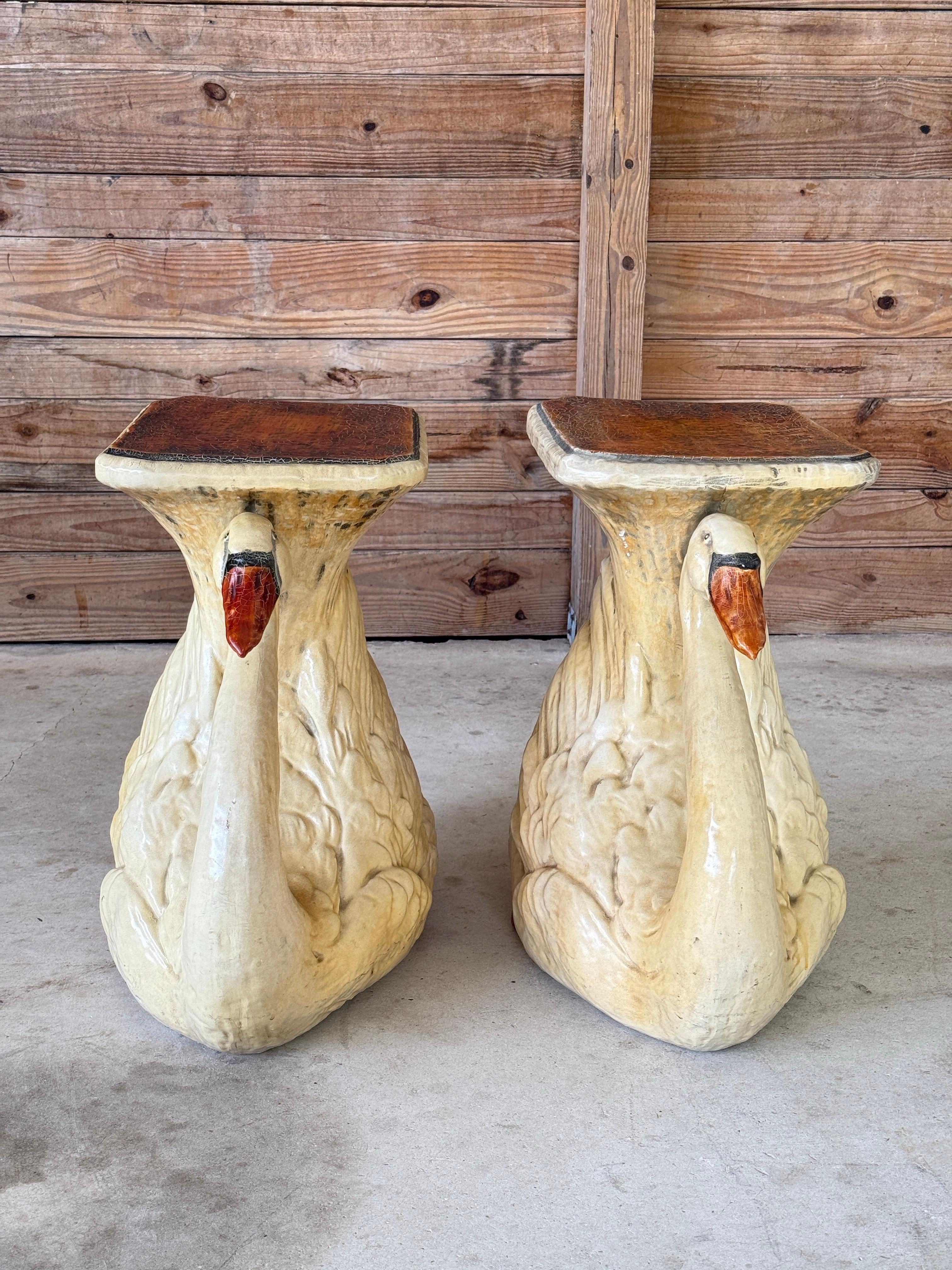 Mid-20th Century Monumental Cast Resin Swan Side Tables or Sculptures For Sale 7