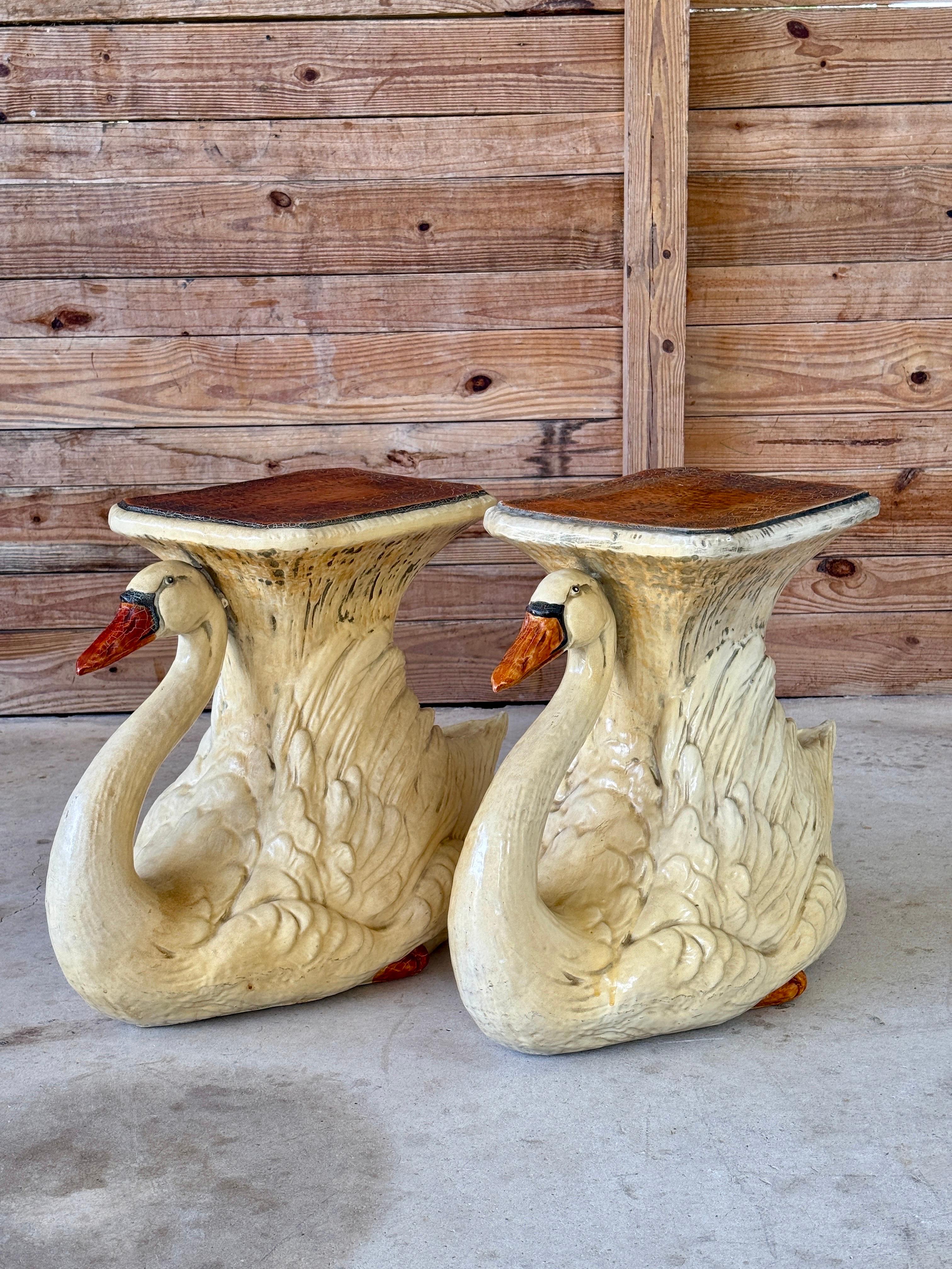 Mid-20th Century Monumental Cast Resin Swan Side Tables or Sculptures For Sale 8