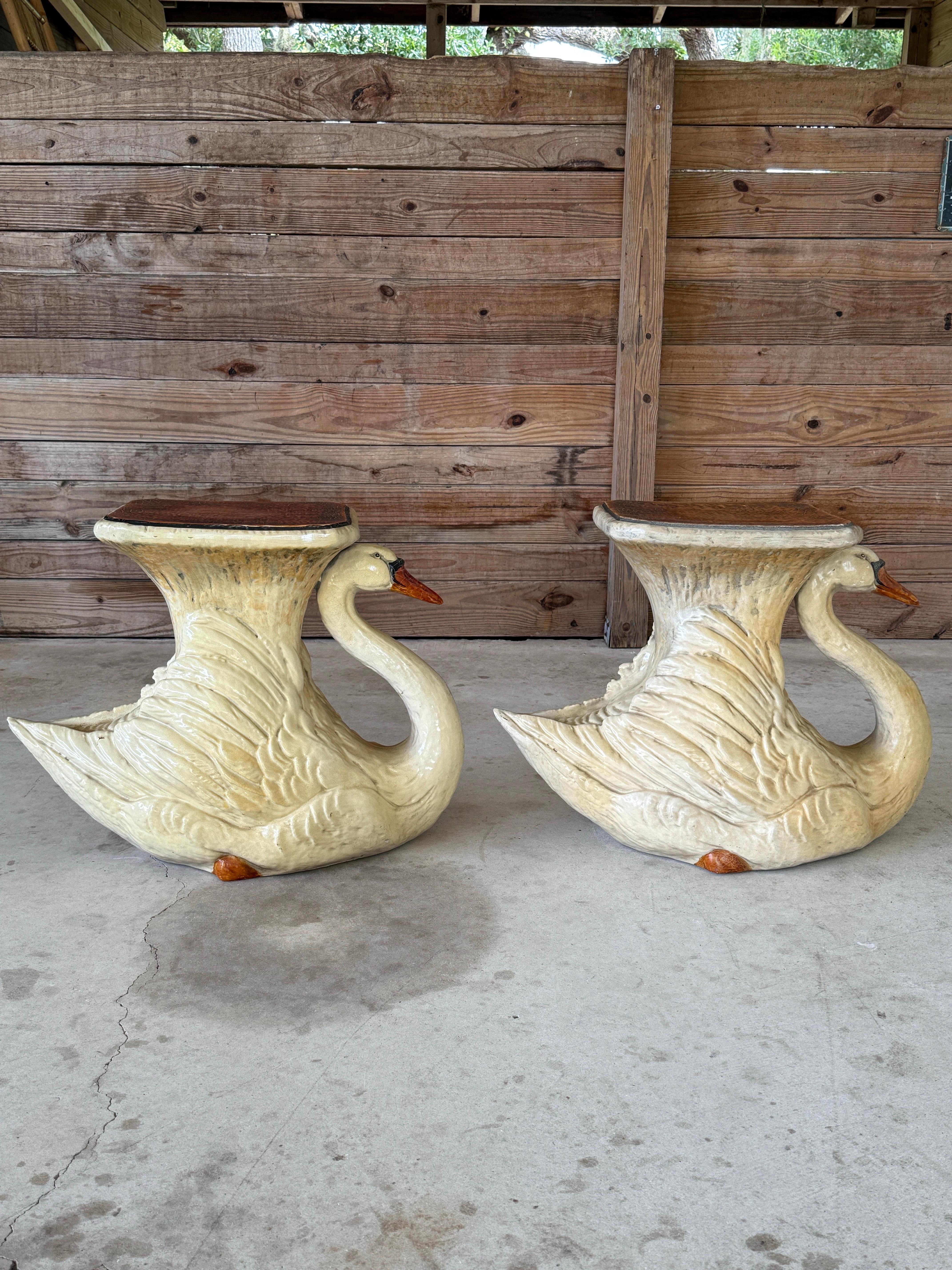 Mid-20th Century Monumental Cast Resin Swan Side Tables or Sculptures For Sale 9