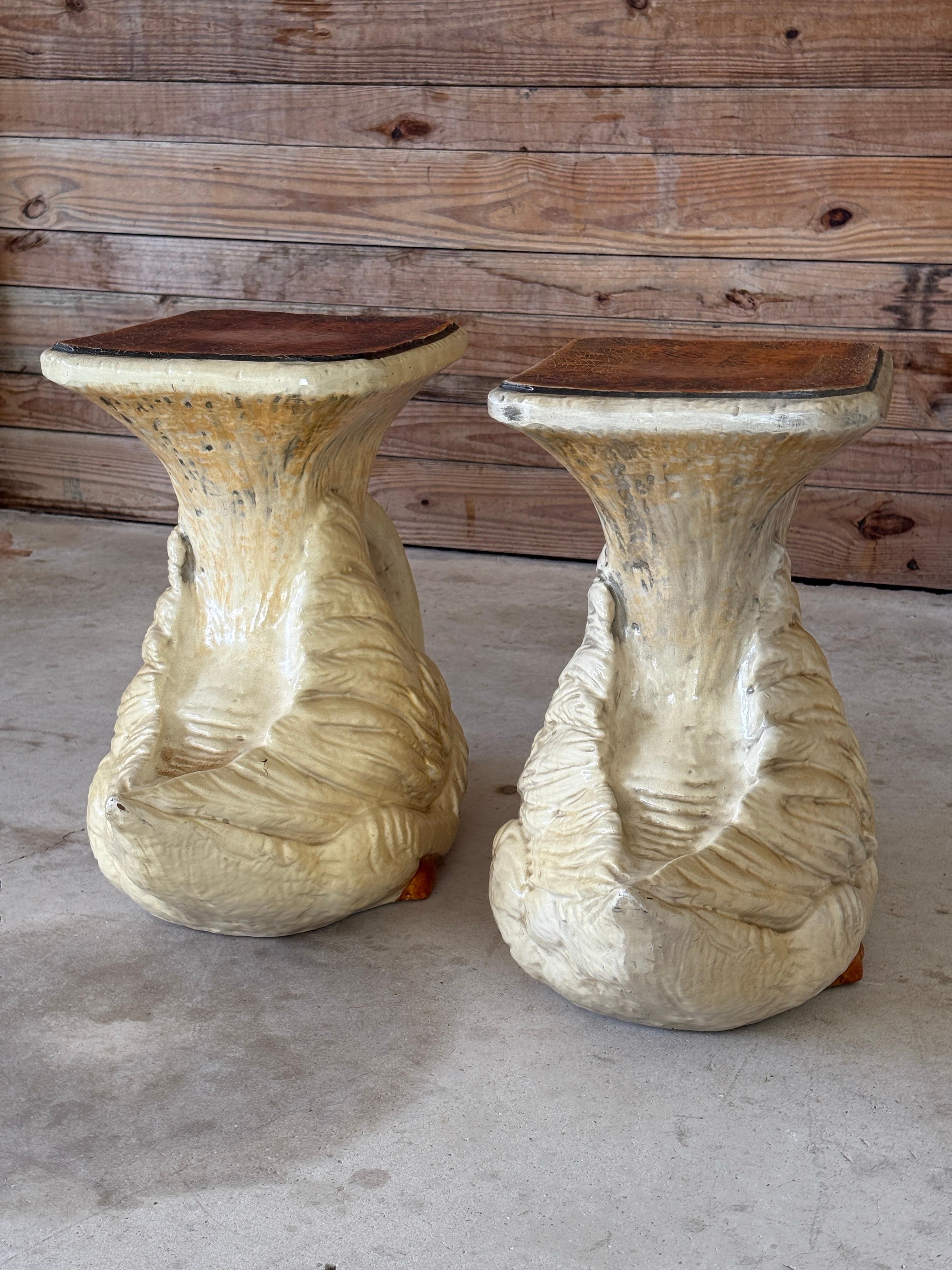 Hollywood Regency Mid-20th Century Monumental Cast Resin Swan Side Tables or Sculptures For Sale