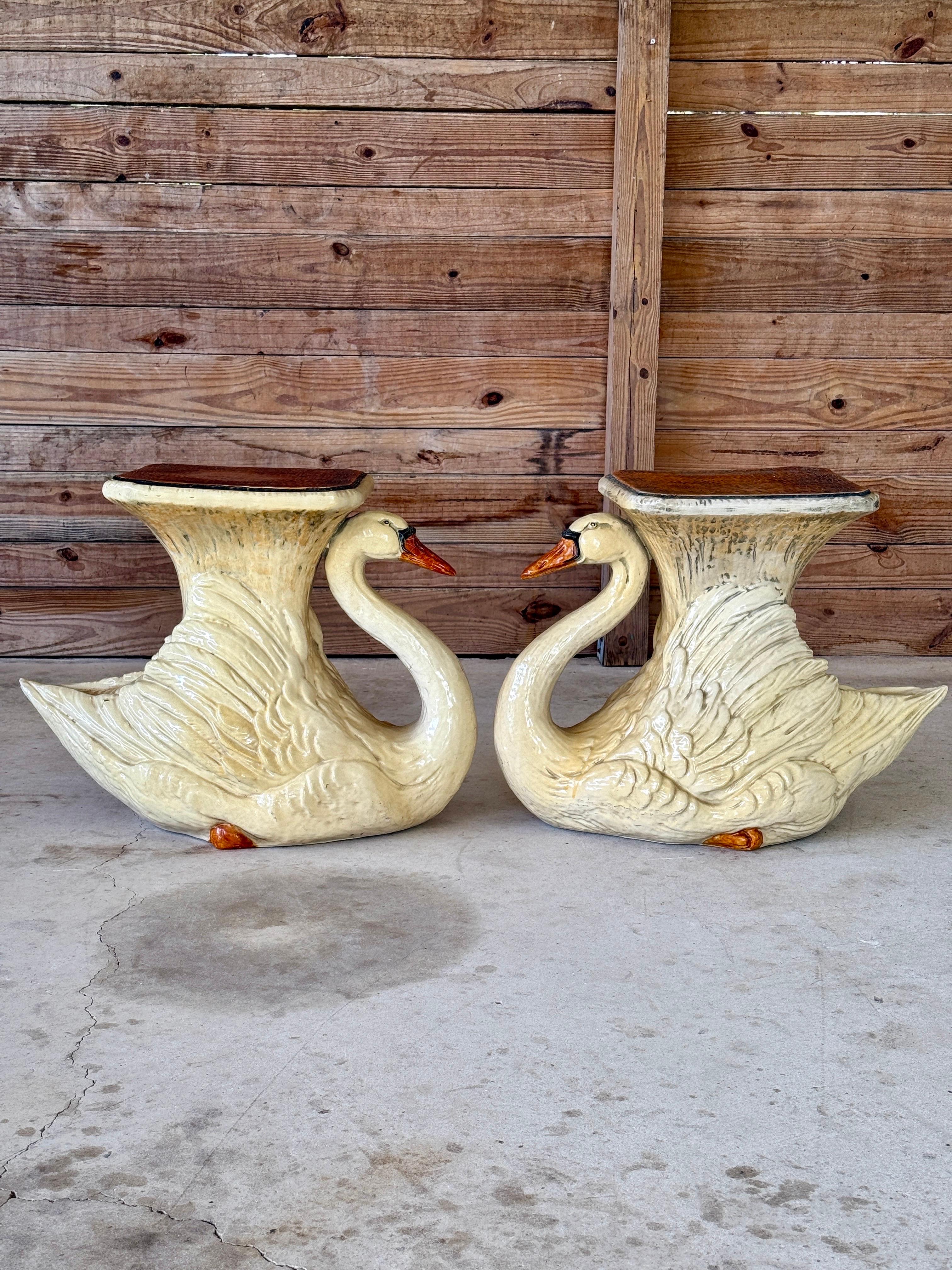 Mid-20th Century Monumental Cast Resin Swan Side Tables or Sculptures In Good Condition For Sale In North Fort Myers, FL
