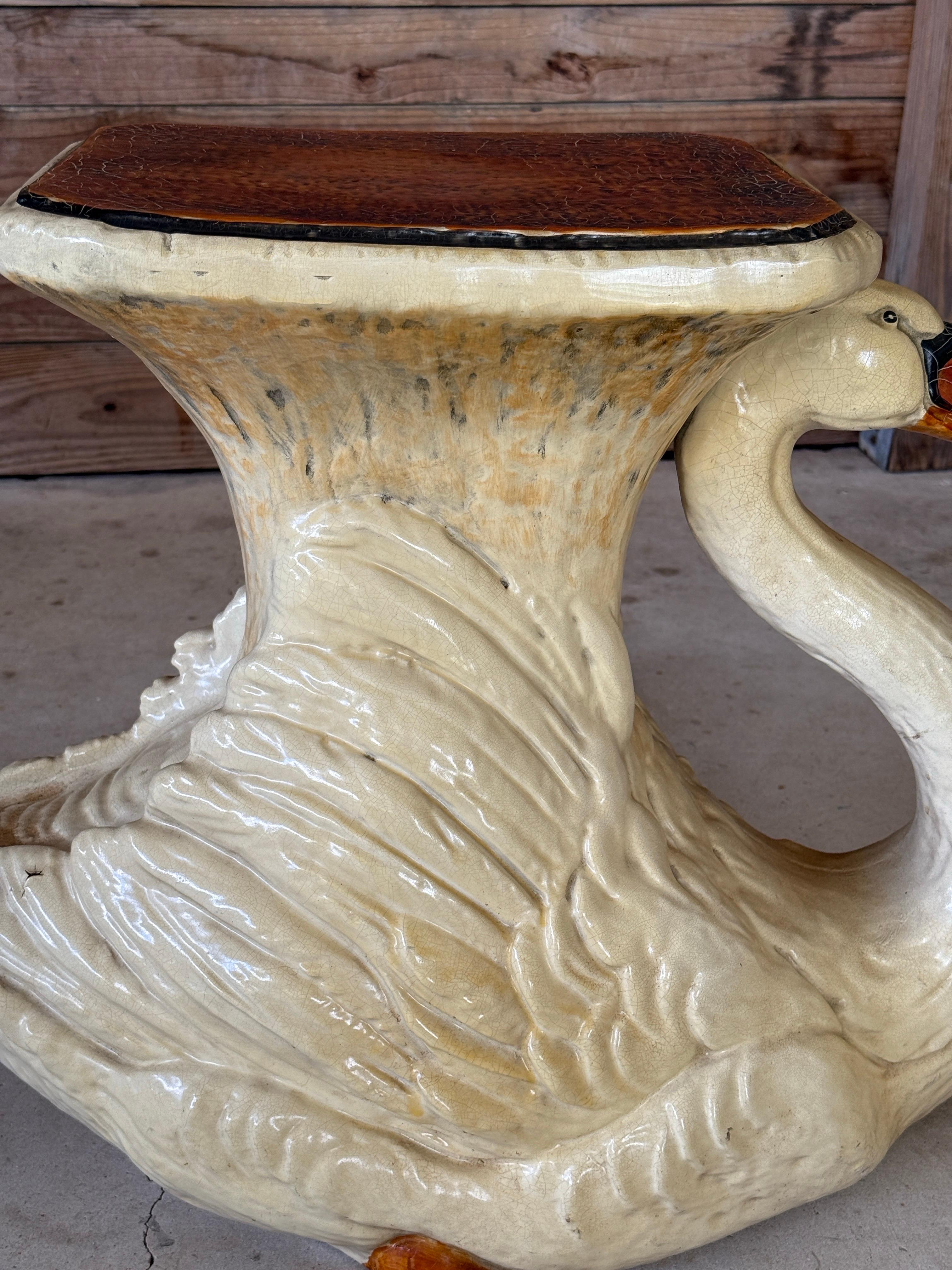 Mid-20th Century Monumental Cast Resin Swan Side Tables or Sculptures For Sale 1