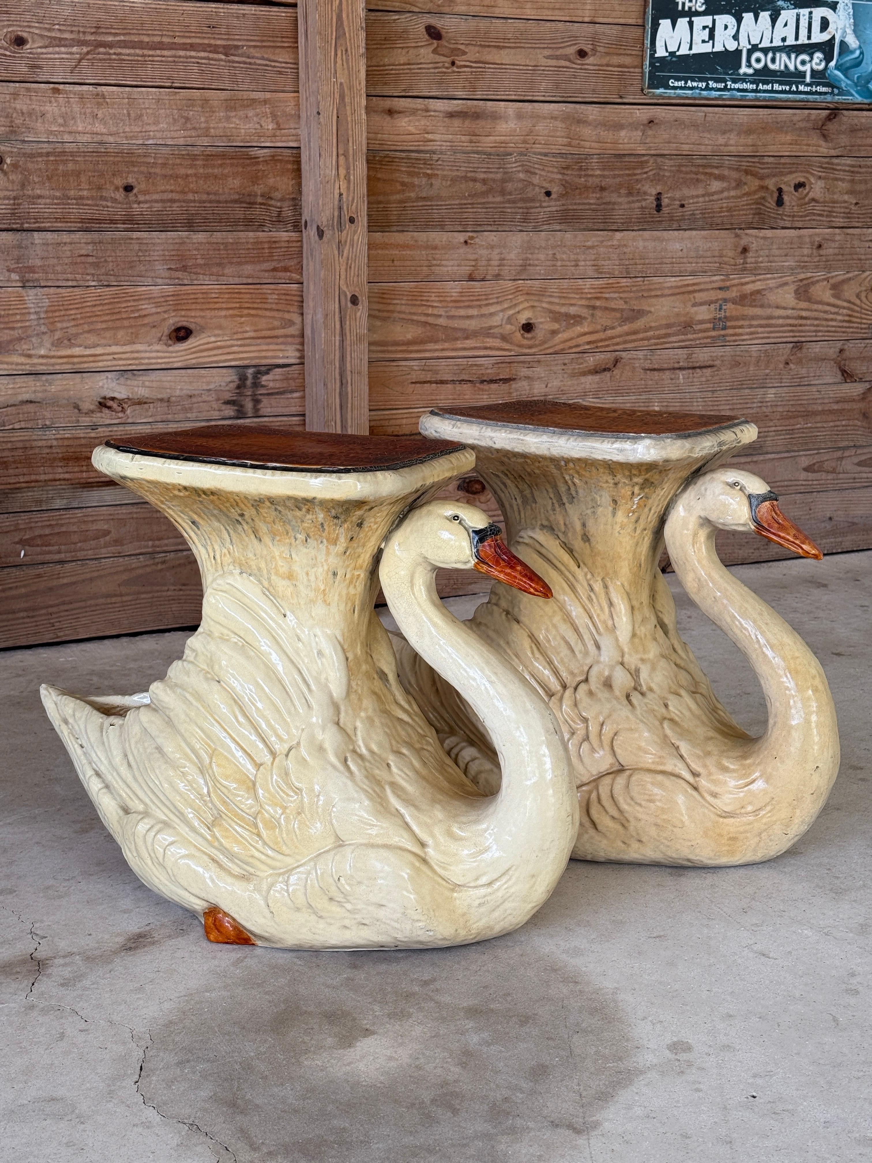 Mid-20th Century Monumental Cast Resin Swan Side Tables or Sculptures For Sale 2