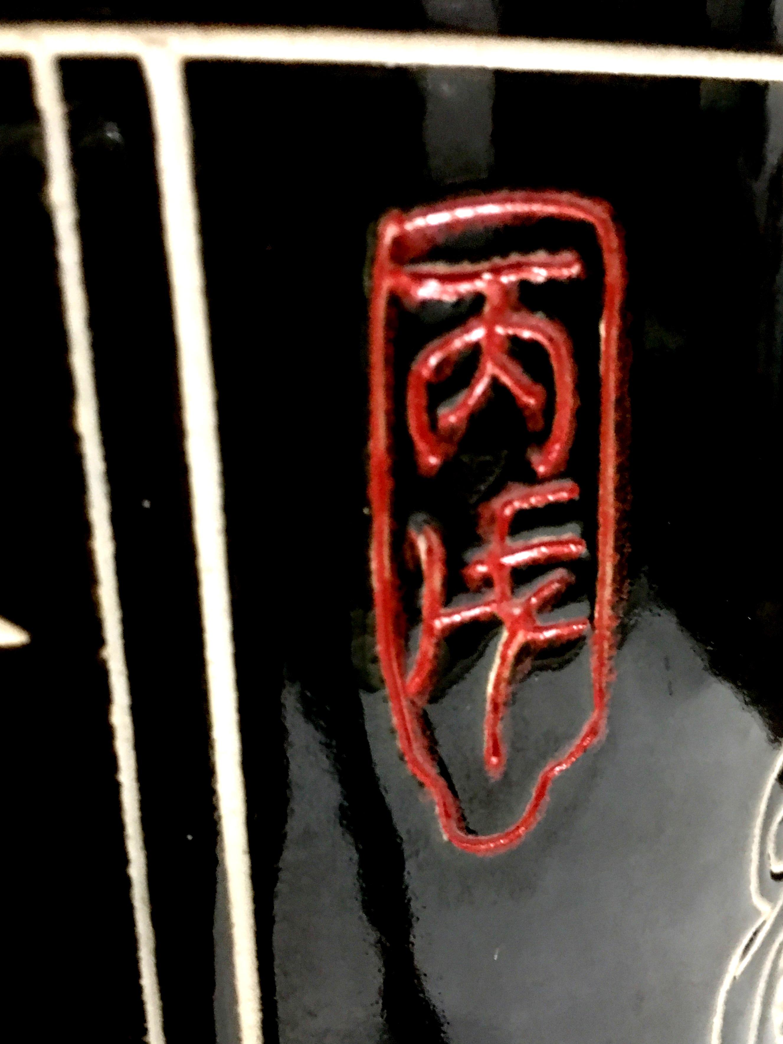 Mid-20th Century Monumental Chinese Ceramic Calligraphy Tall Umbrella Stand Vase For Sale 11