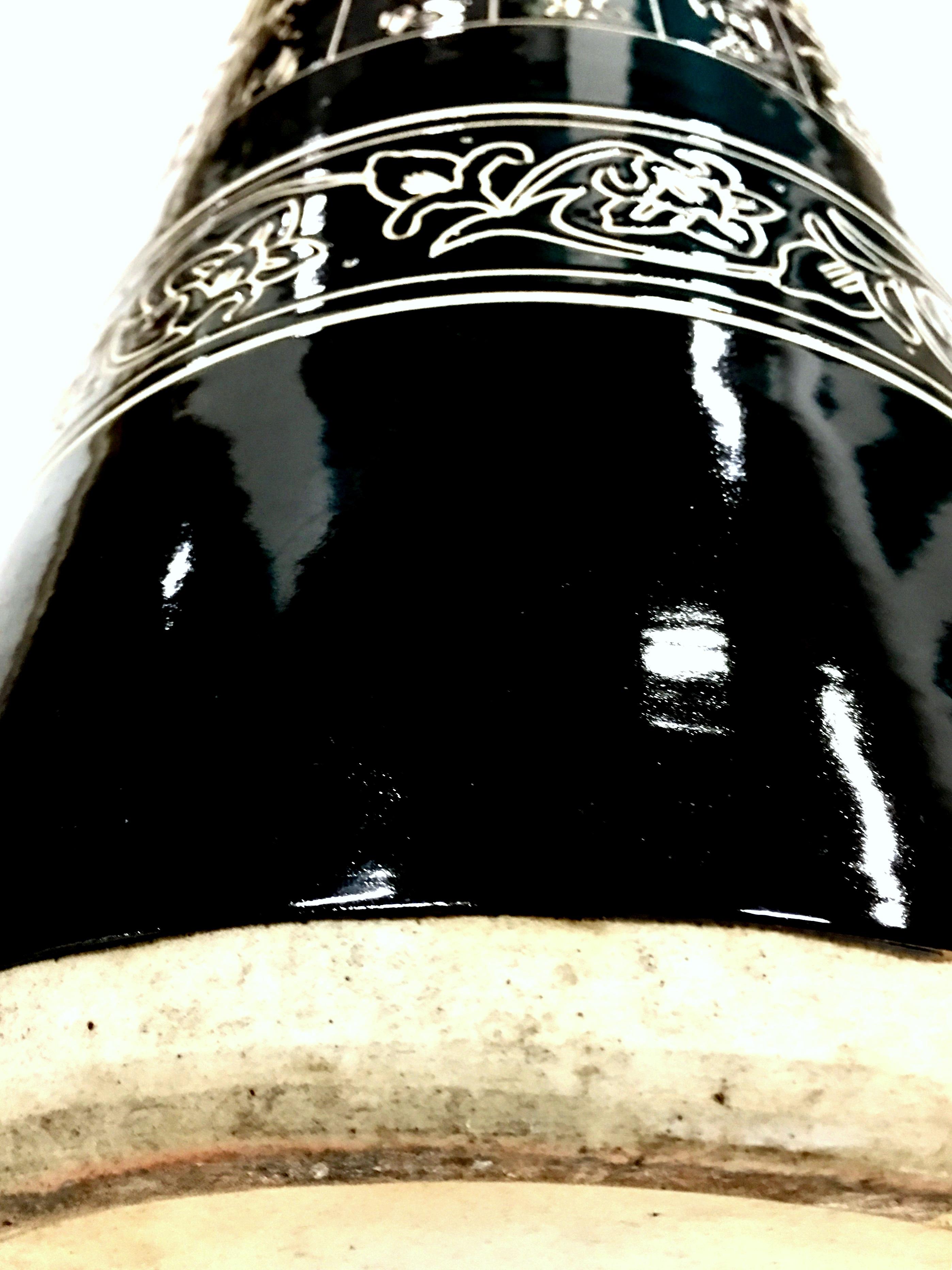 Mid-20th Century Monumental Chinese Ceramic Calligraphy Tall Umbrella Stand Vase For Sale 13