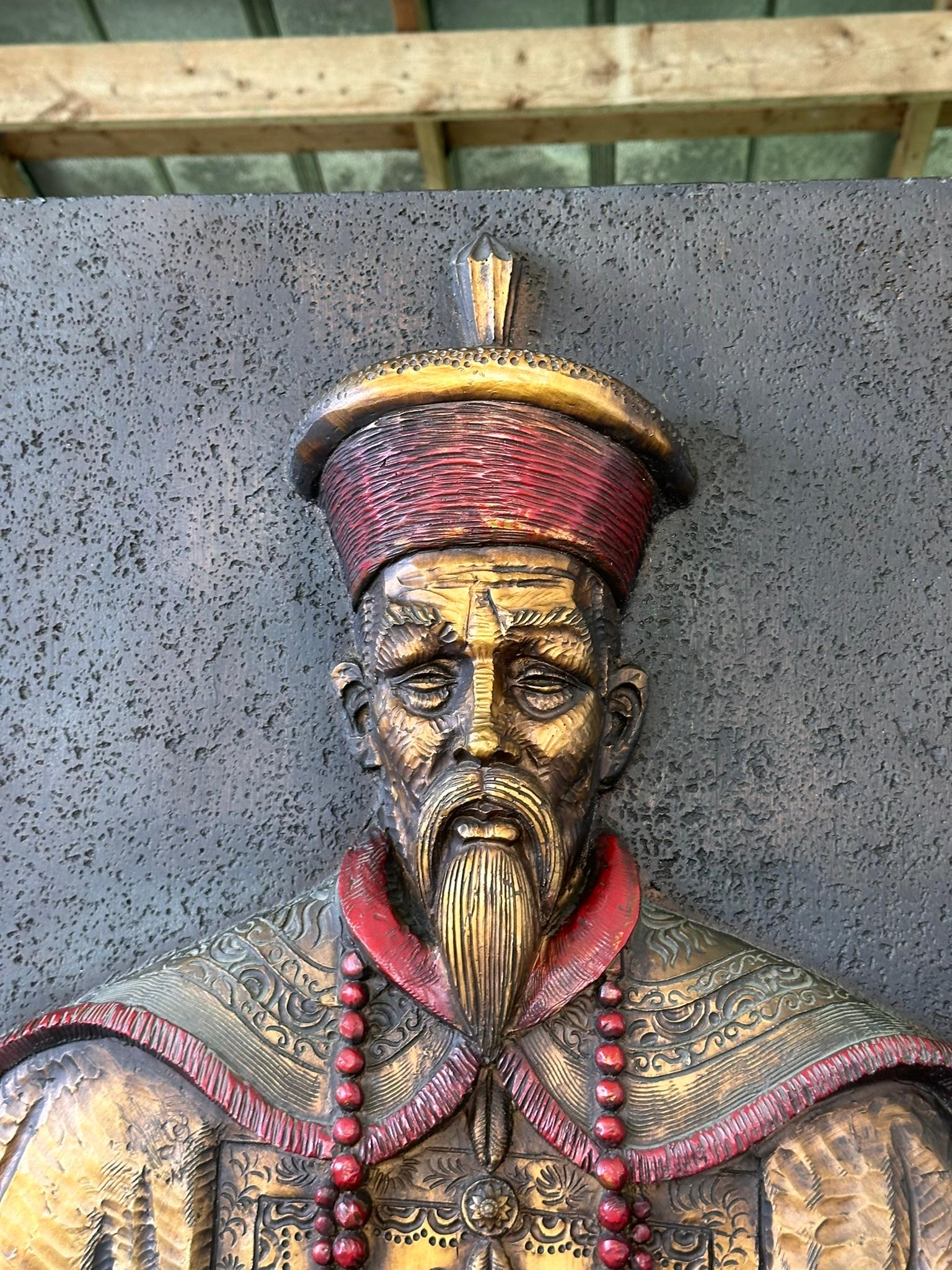 Monumentale skulpturale Wandplakette des königlichen Kaiserrealismus aus der Mitte des 20. Jahrhunderts (Ming-Dynastie) im Angebot