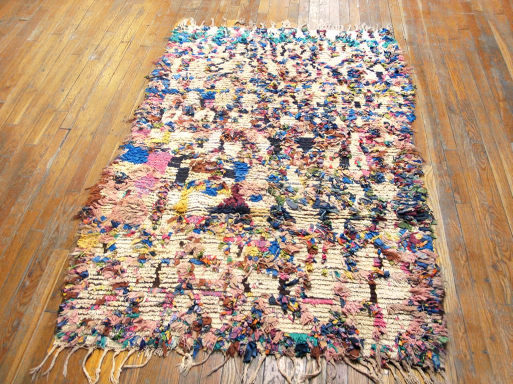  Mid 20th Century Moroccan Boucherouitte Carpet ( 4' x 6'3