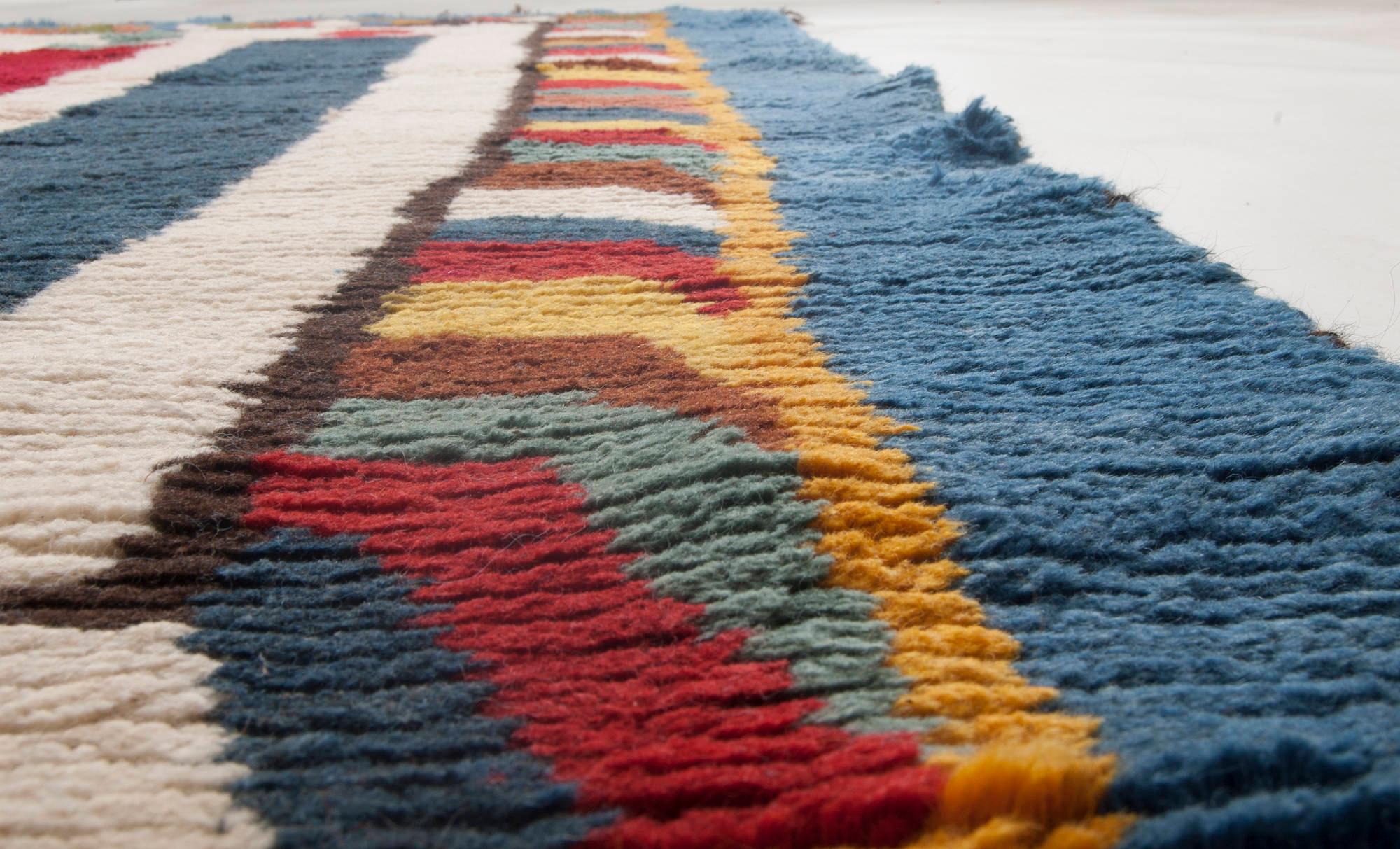 Tribal Mid-20th Century Moroccan Handmade Wool Rug For Sale