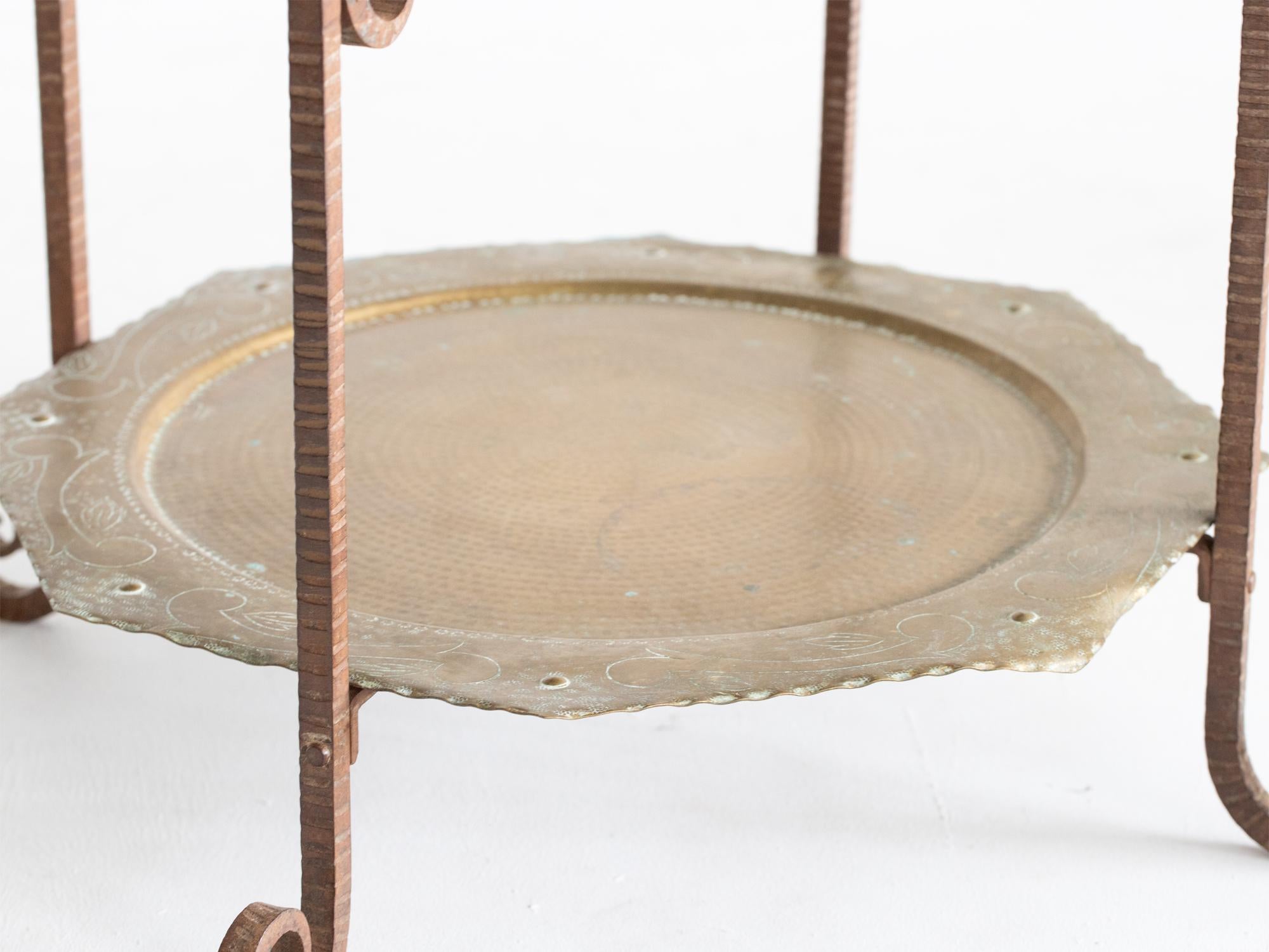 Mid-20th Century Moroccan Iron & Brass Tray Table 3