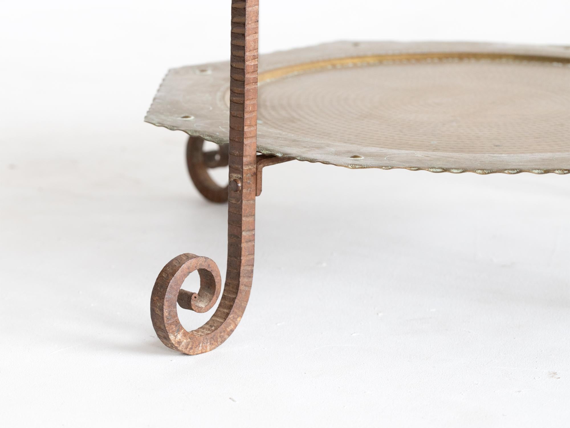 Mid-20th Century Moroccan Iron & Brass Tray Table 4