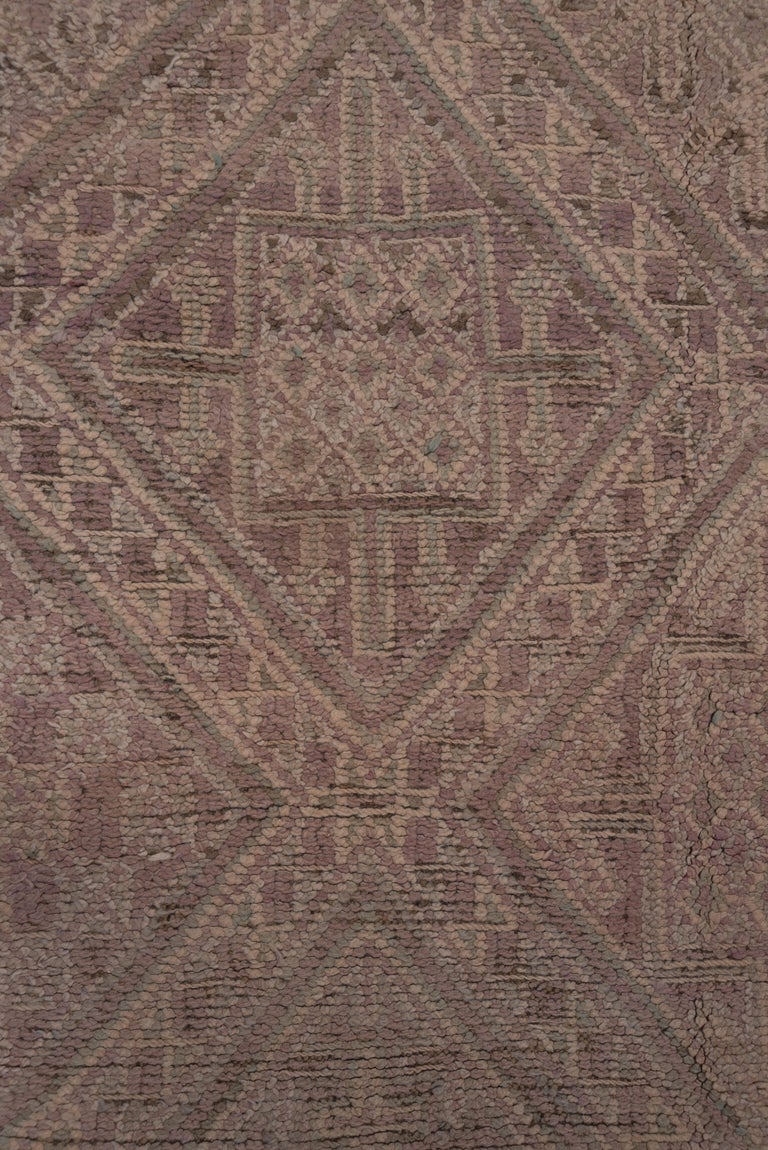 Tribal Mid-20th Century Moroccan Middle Atlas Beni Mguild Carpet, Purple Mauve Field For Sale