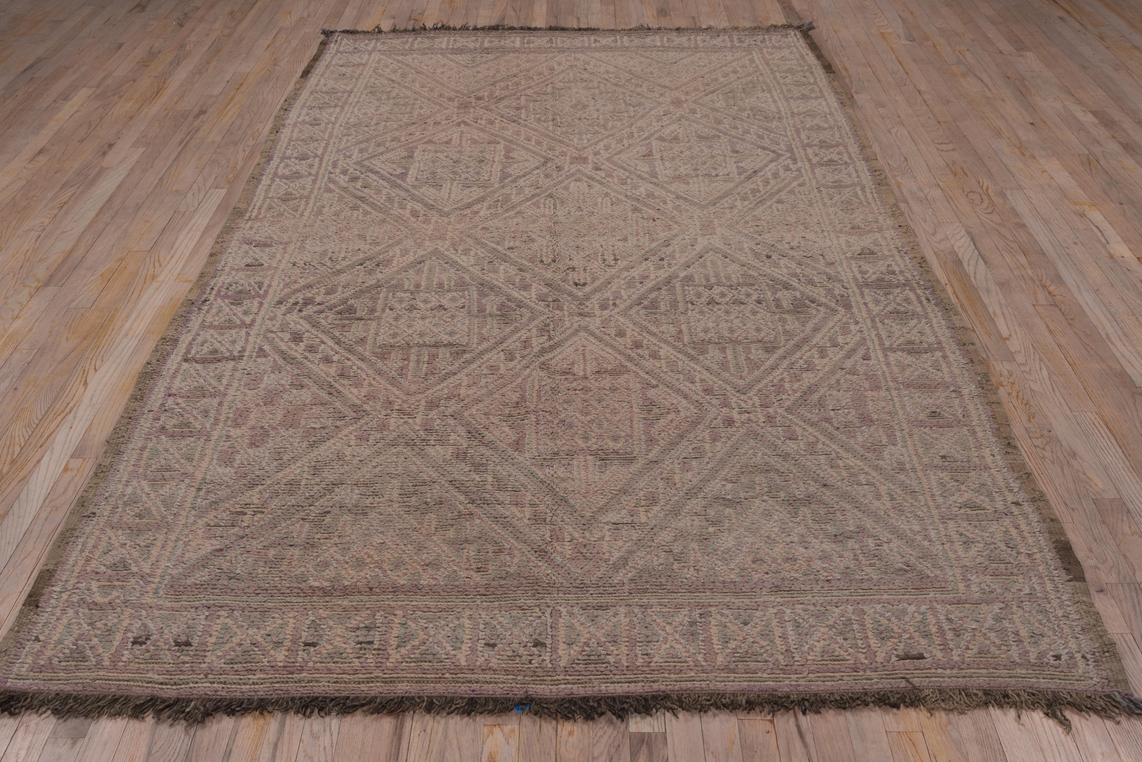 Hand-Knotted Mid-20th Century Moroccan Middle Atlas Beni Mguild Carpet, Purple Mauve Field