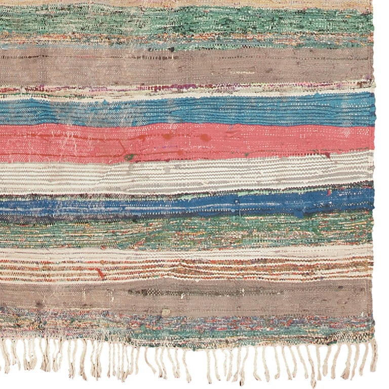 Mid-20th Century Moroccan Rag Rug For Sale at 1stDibs