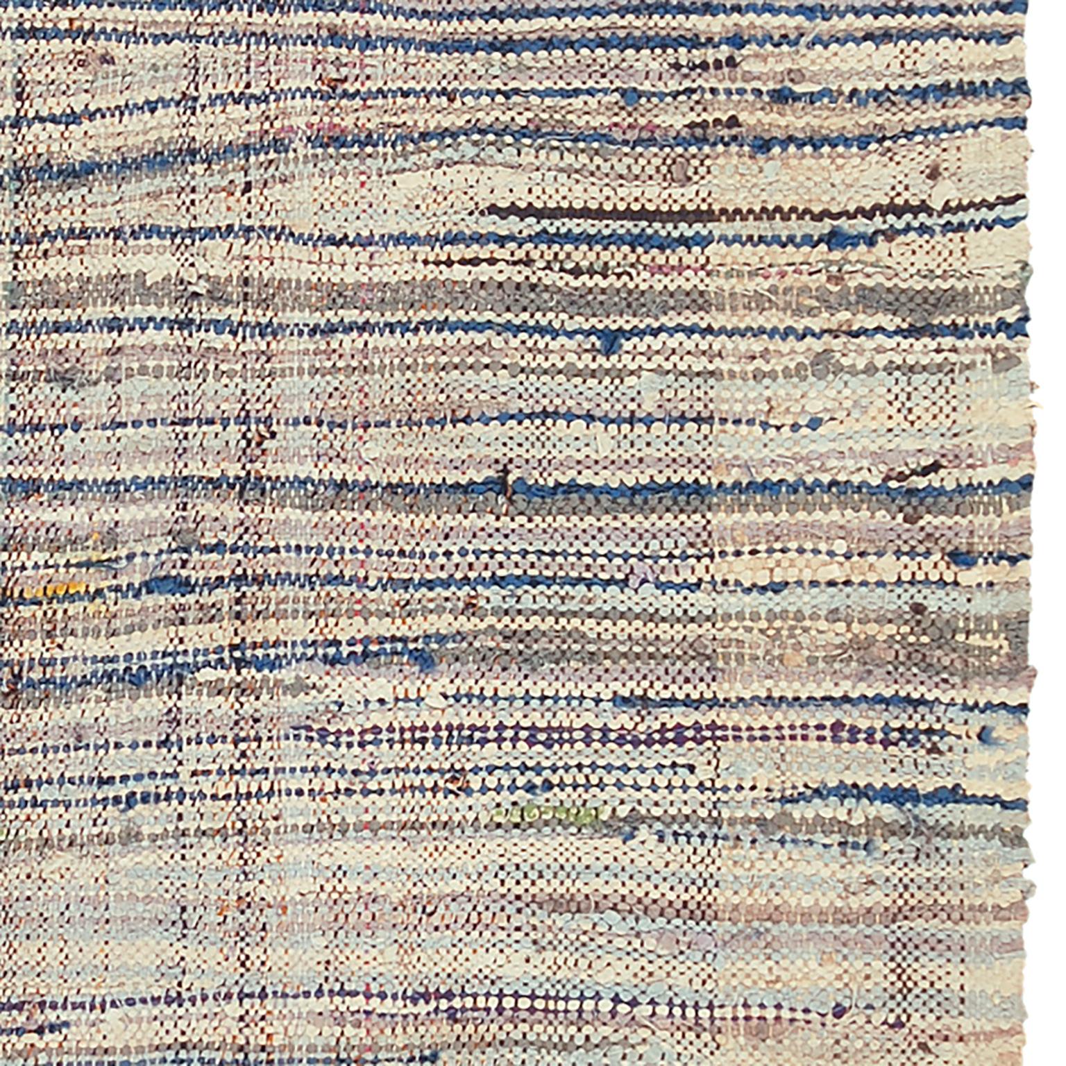 Rustic Mid-20th Century Moroccan Rag Rug For Sale