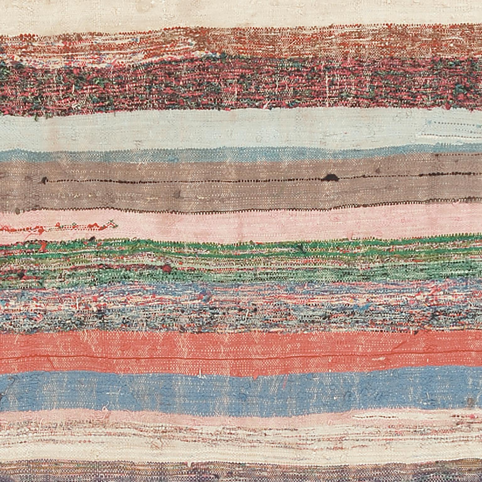 Hand-Woven Mid-20th Century Moroccan Rag Rug For Sale
