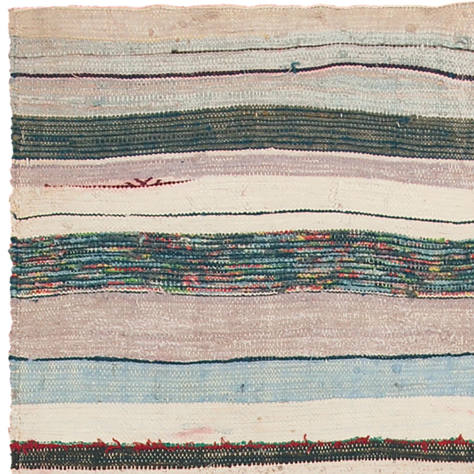 Hand-Woven Mid-20th Century Moroccan Rag Rug For Sale
