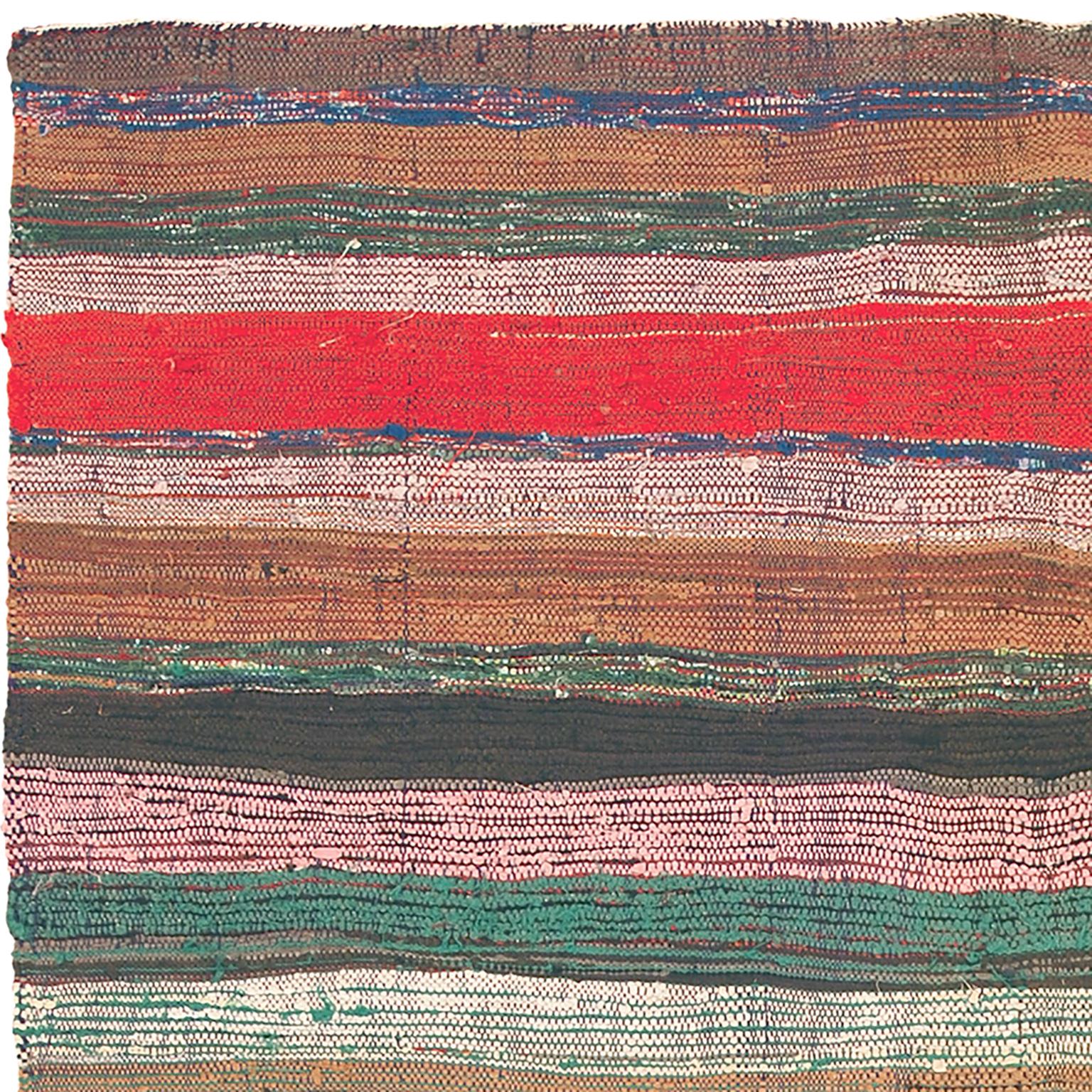 Hand-Woven Mid-20th Century Moroccan Rag Rug For Sale