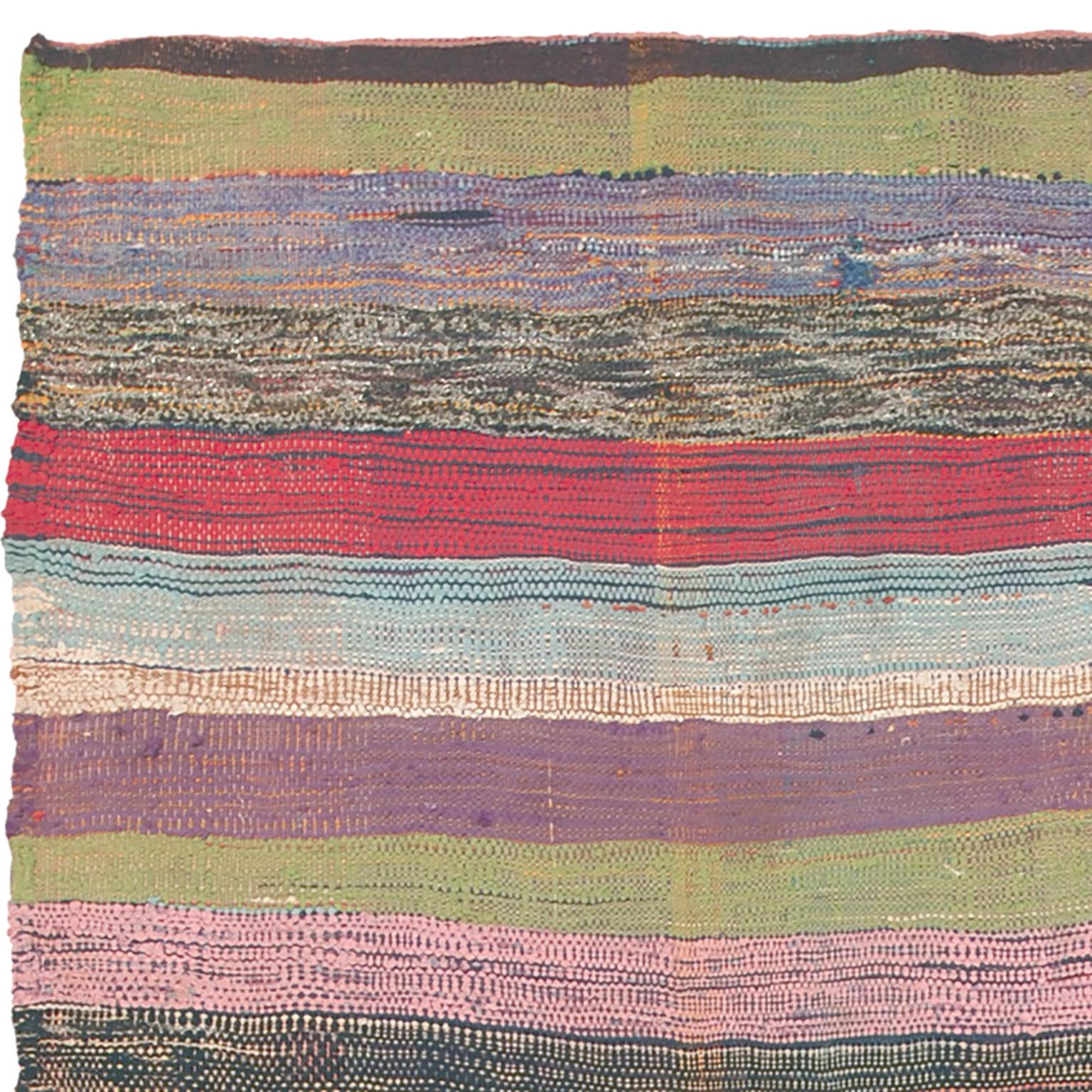 Hand-Woven Mid-20th Century Moroccan Rag Rug