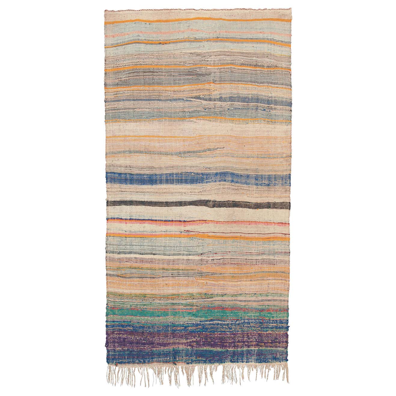 Mid-20th Century Moroccan Rag Rug For Sale at 1stDibs