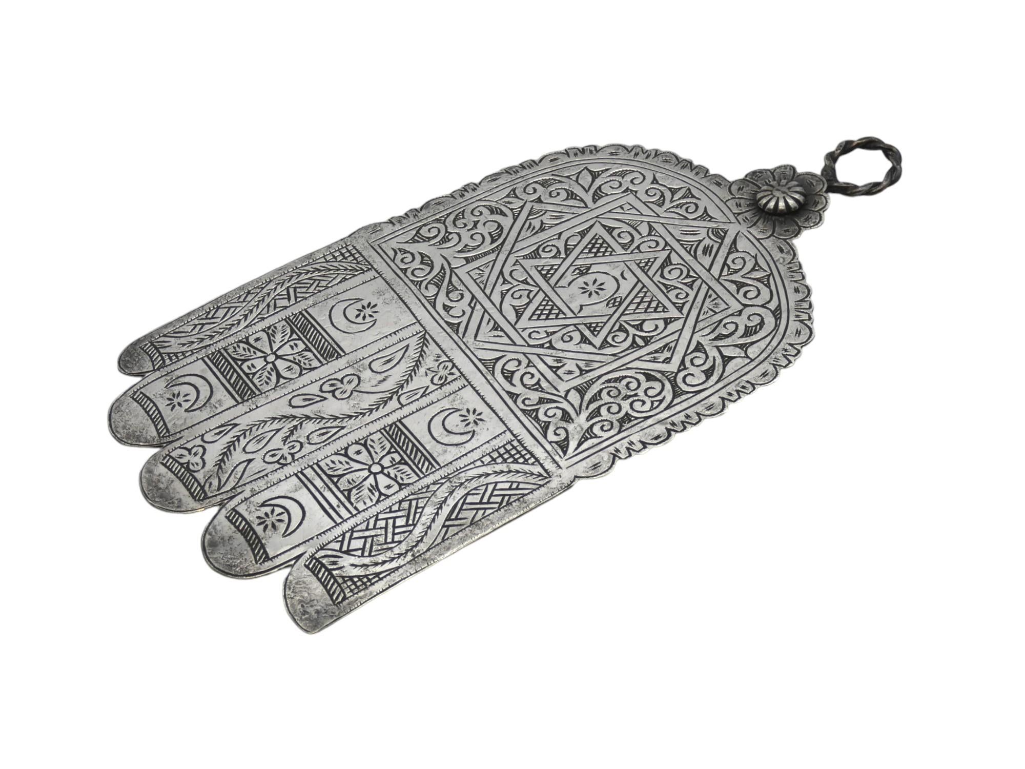Hamsa marroquí de plata de mediados del siglo XX Marroquí en venta