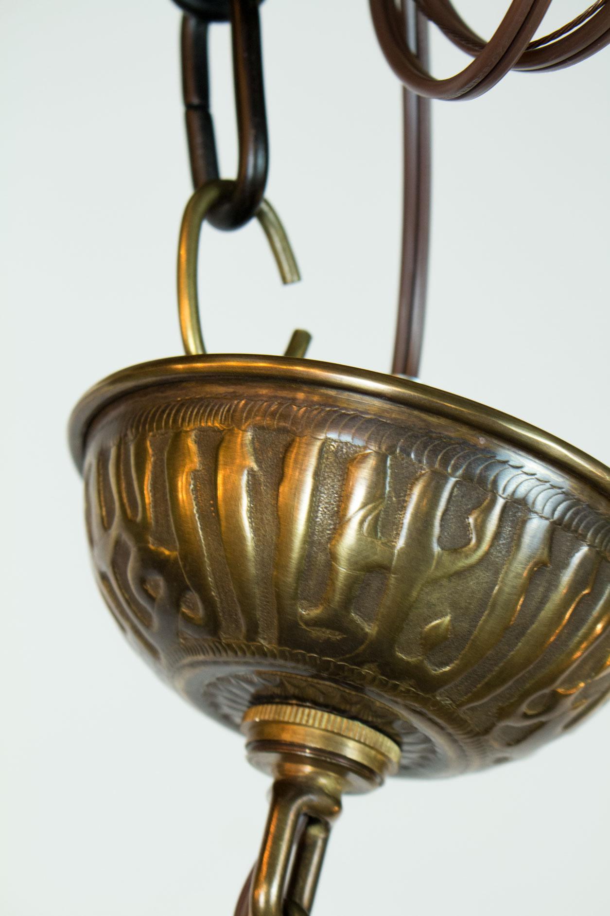 Mid 20th Century Moroccan Stamped Brass Pendant For Sale 3