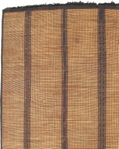 Mid 20th Century Geometric Moroccan Handwoven Leather & Reed Tuareg Mat