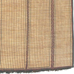 Mid-20th Century Tan Handwoven Leather and Reed Moroccan Tuareg Mat