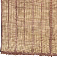 Mid-20th Century Straw Handwoven Leather and Reed Moroccan Tuareg Mat