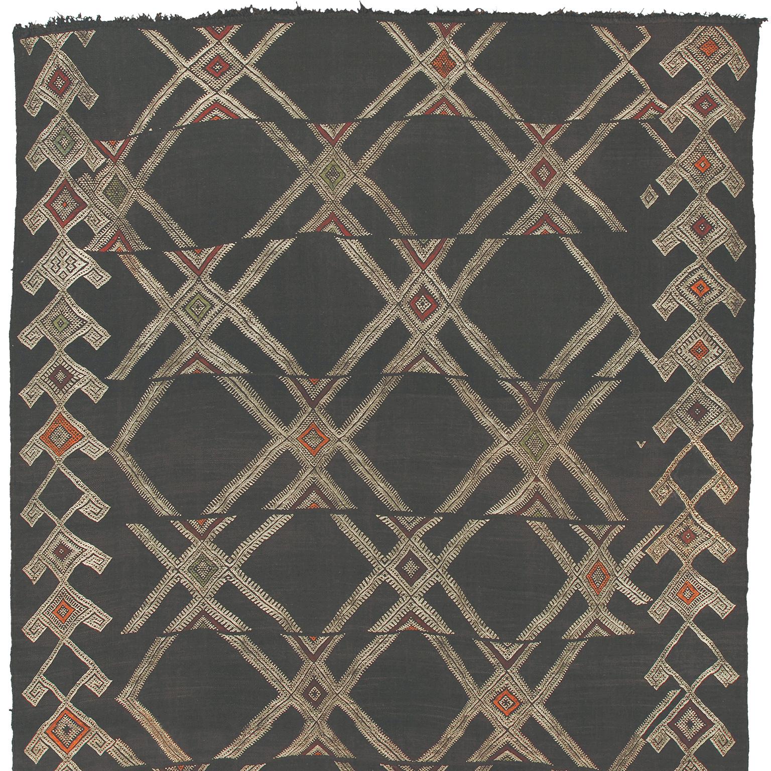 Hand-Woven Mid-20th Century Moroccan Zaiane Carpet For Sale