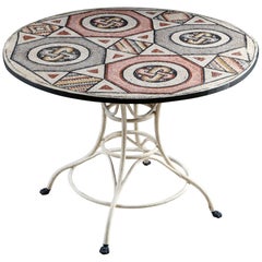 Mid-20th Century Mosaic Topped Circular Centre Table with Painted Metal Base