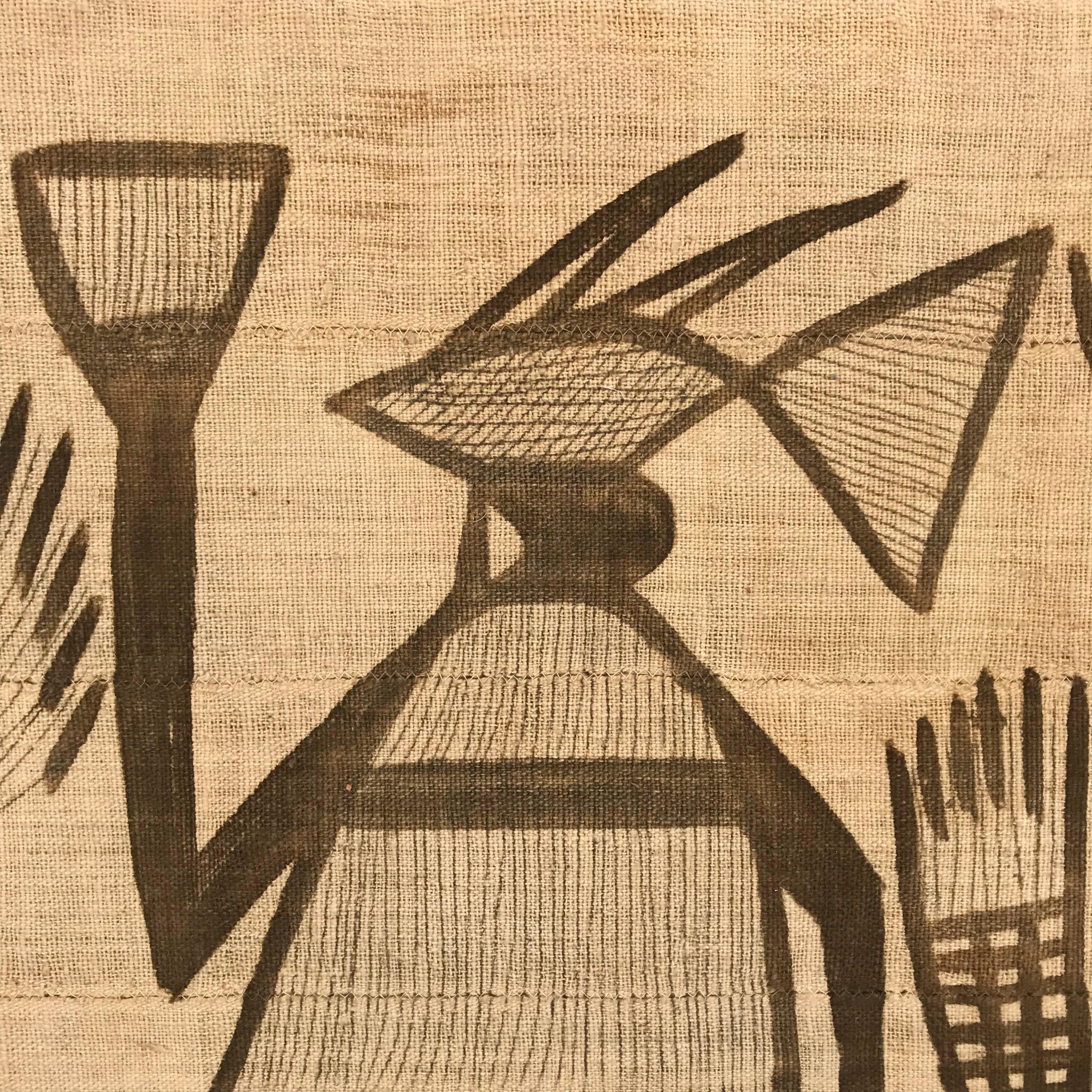 Tribal Mid-20th Century Mounted Senufo Korhogo Textile