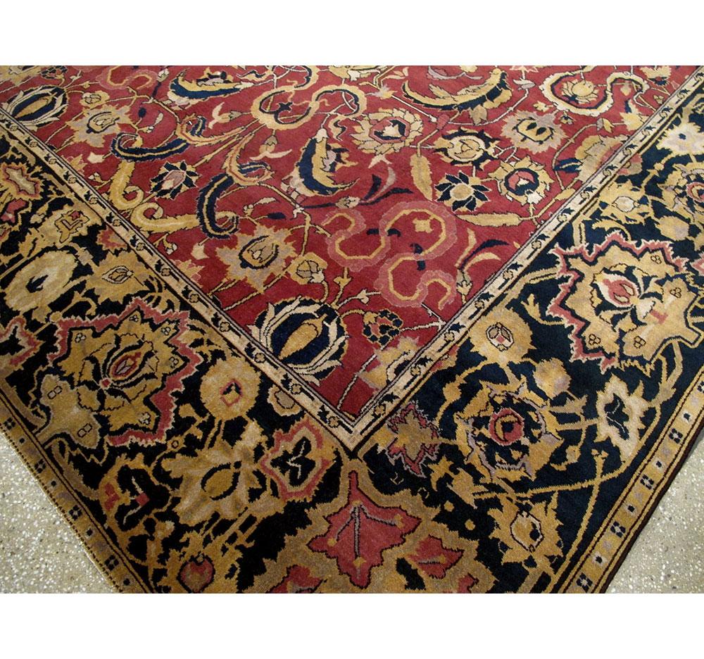 Mid-20th Century Mughal Style Arabesque Large Room Size Carpet in Marsala For Sale 4
