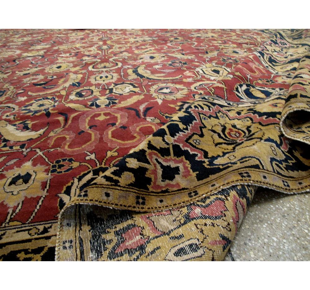 Mid-20th Century Mughal Style Arabesque Large Room Size Carpet in Marsala For Sale 6