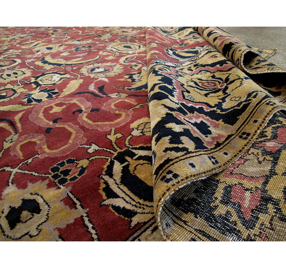 Mid-20th Century Mughal Style Arabesque Large Room Size Carpet in Marsala For Sale 8