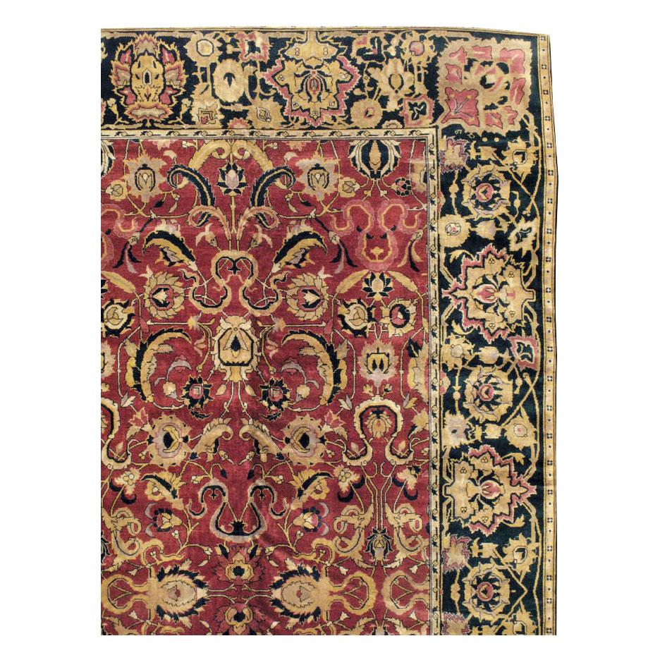 Louis XIV Mid-20th Century Mughal Style Arabesque Large Room Size Carpet in Marsala For Sale