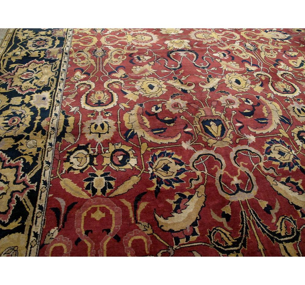 Mid-20th Century Mughal Style Arabesque Large Room Size Carpet in Marsala In Good Condition For Sale In New York, NY