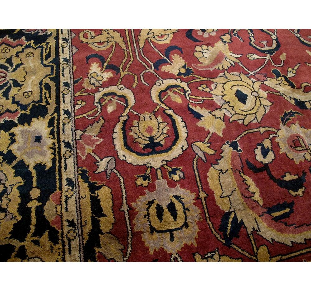 Wool Mid-20th Century Mughal Style Arabesque Large Room Size Carpet in Marsala For Sale