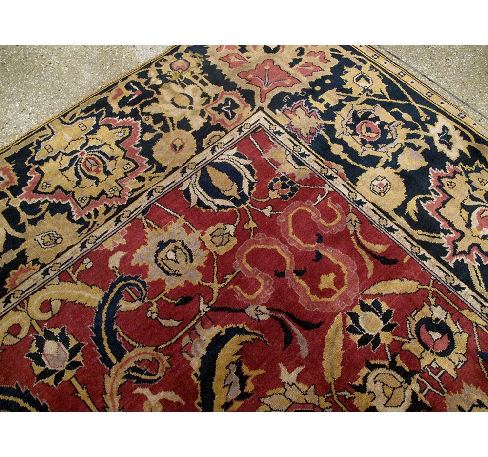 Mid-20th Century Mughal Style Arabesque Large Room Size Carpet in Marsala For Sale 1