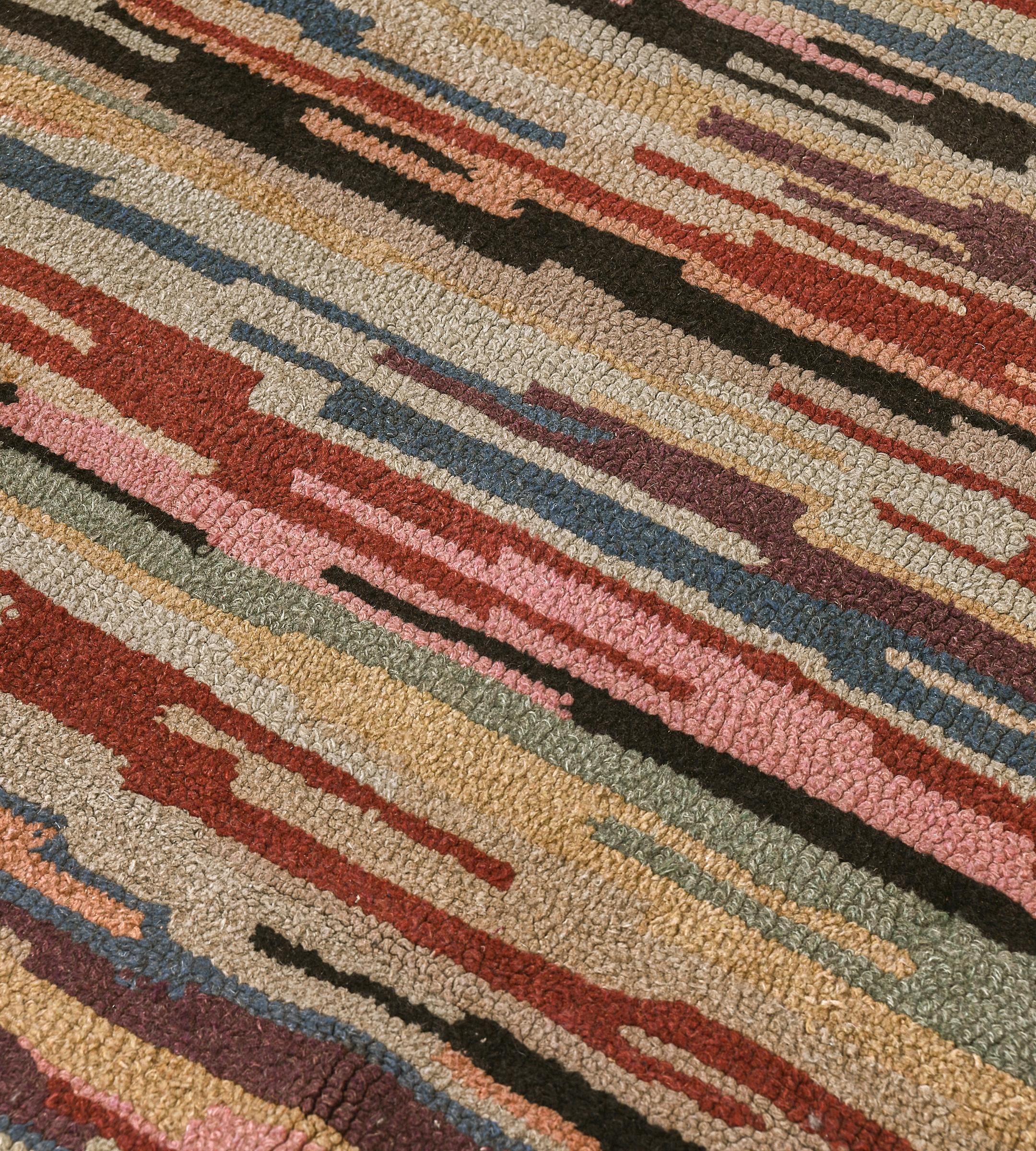Mid-Century Modern Mid-20th Century Multi-colored Hooked Rug from North America For Sale