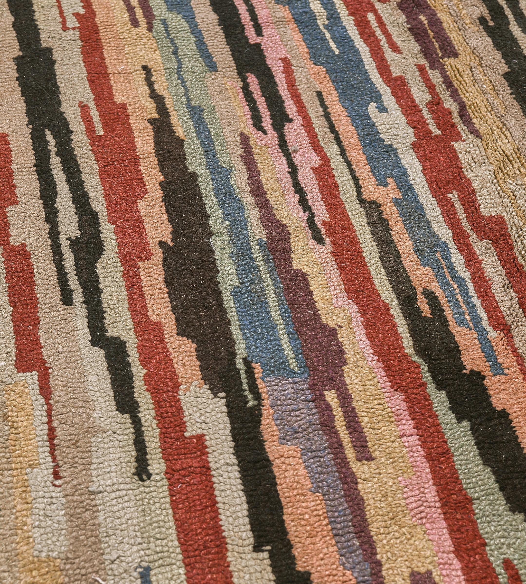 North American Mid-20th Century Multi-colored Hooked Rug from North America For Sale